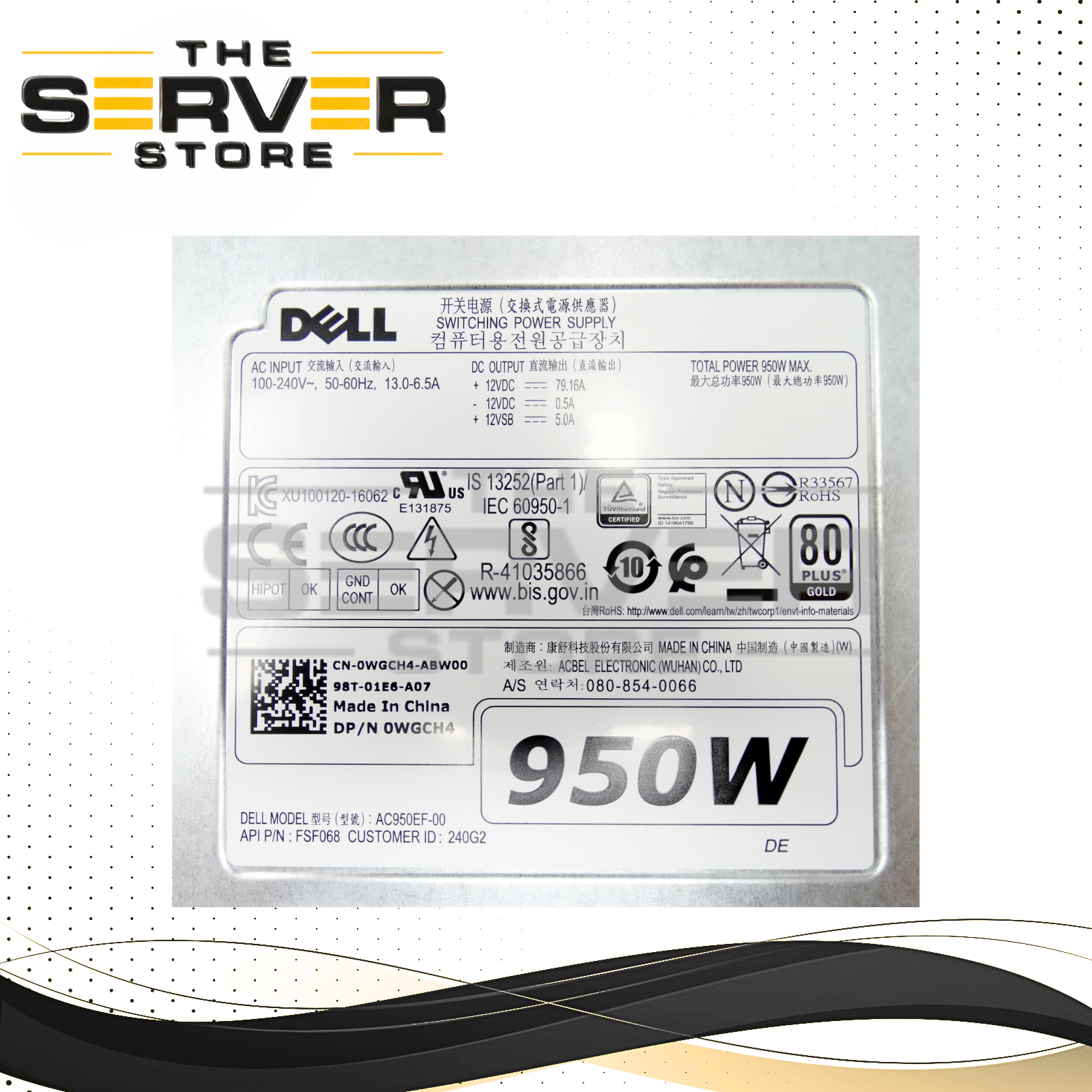 Dell 950W Power Supply PSU for Precision T5820 T5920 0WGCH4 WGCH4