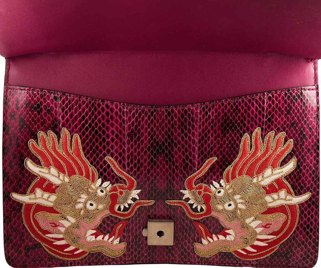 Gucci Purple Snakeskin Dragon Embroidered Medium Dionysus Shoulder
