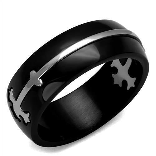Men'S Black Ip Stainless Steel Comfort Fit Cross Ring Band 8 9 10 11 12 Tk2392 - Bild 9 von 9