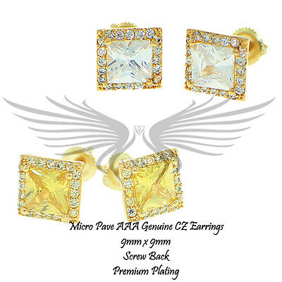 Men'S AAA Grade Micropaved CZ Cubic Zircon Gold Plated Stud Earrings Mpczer81Xx - Bild 7 von 9
