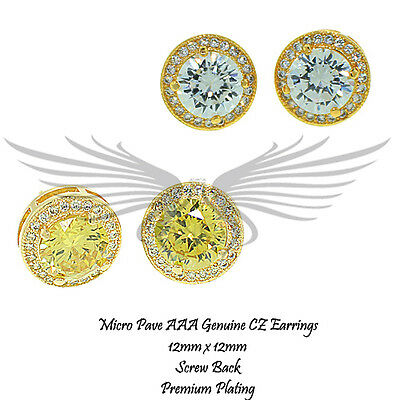 Men'S AAA Grade Micropaved CZ Cubic Zircon Gold Plated Stud Earrings Mpczer81Xx - Bild 6 von 9