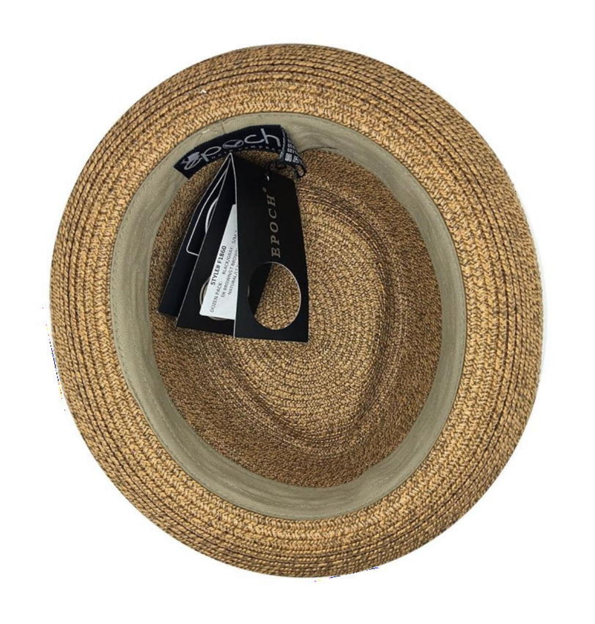 EPOCH Fedora Pork Pie Premium Straw Hat w/ Striped Band Removable Feather