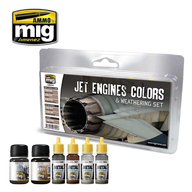 Ammo Mig Jimenez JET ENGINES COLORS AND WEATHERING SET AMIG7445 6