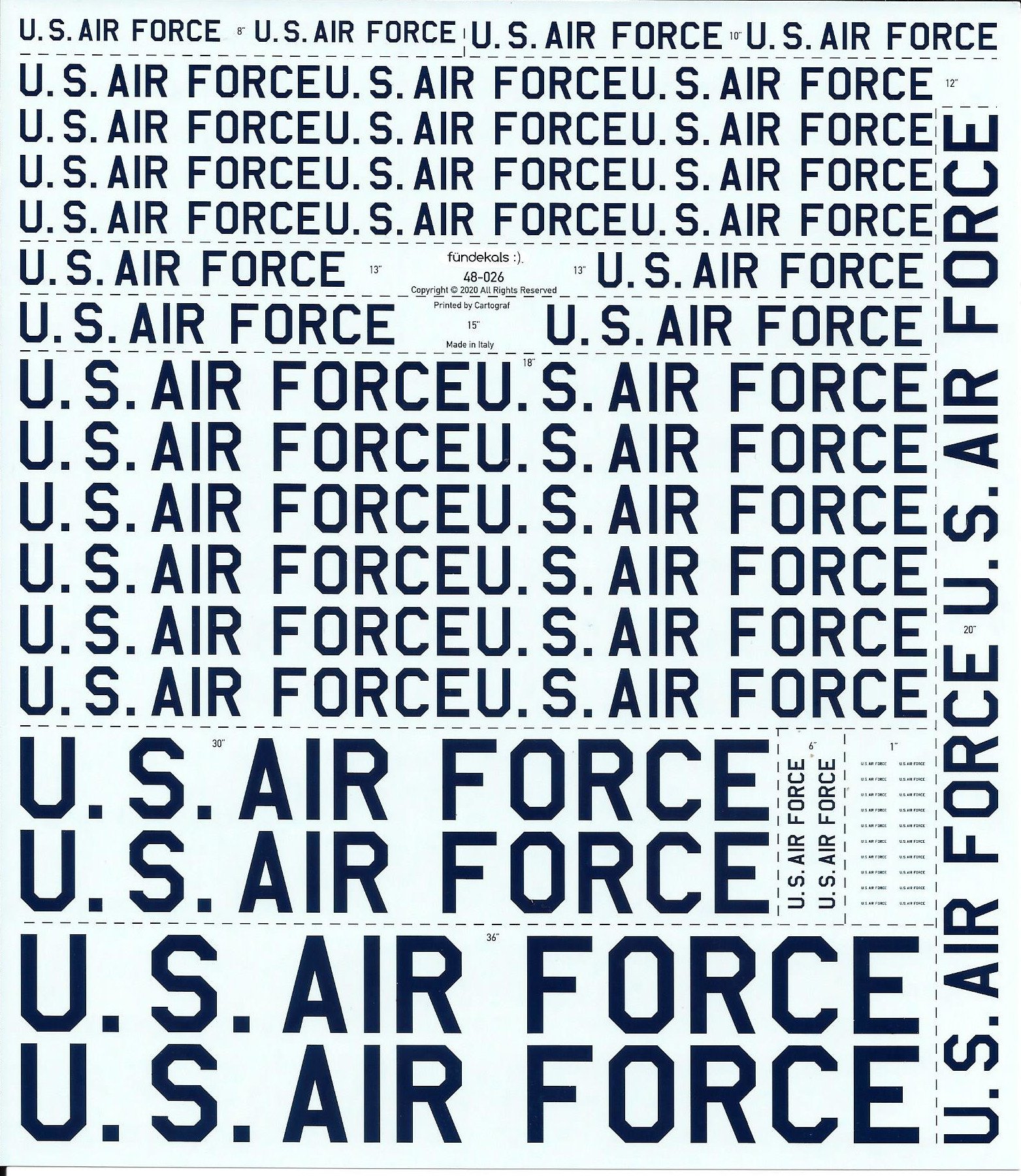 Fundekals 1/48 decals of USAF & U.S. AIR FORCE Titles FUN48026 eBay