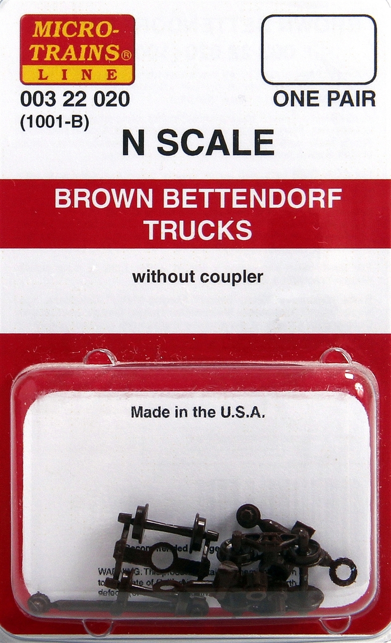 Micro Trains 00322020 N scale 1Pair Brown Bettendorf Trucks w/o