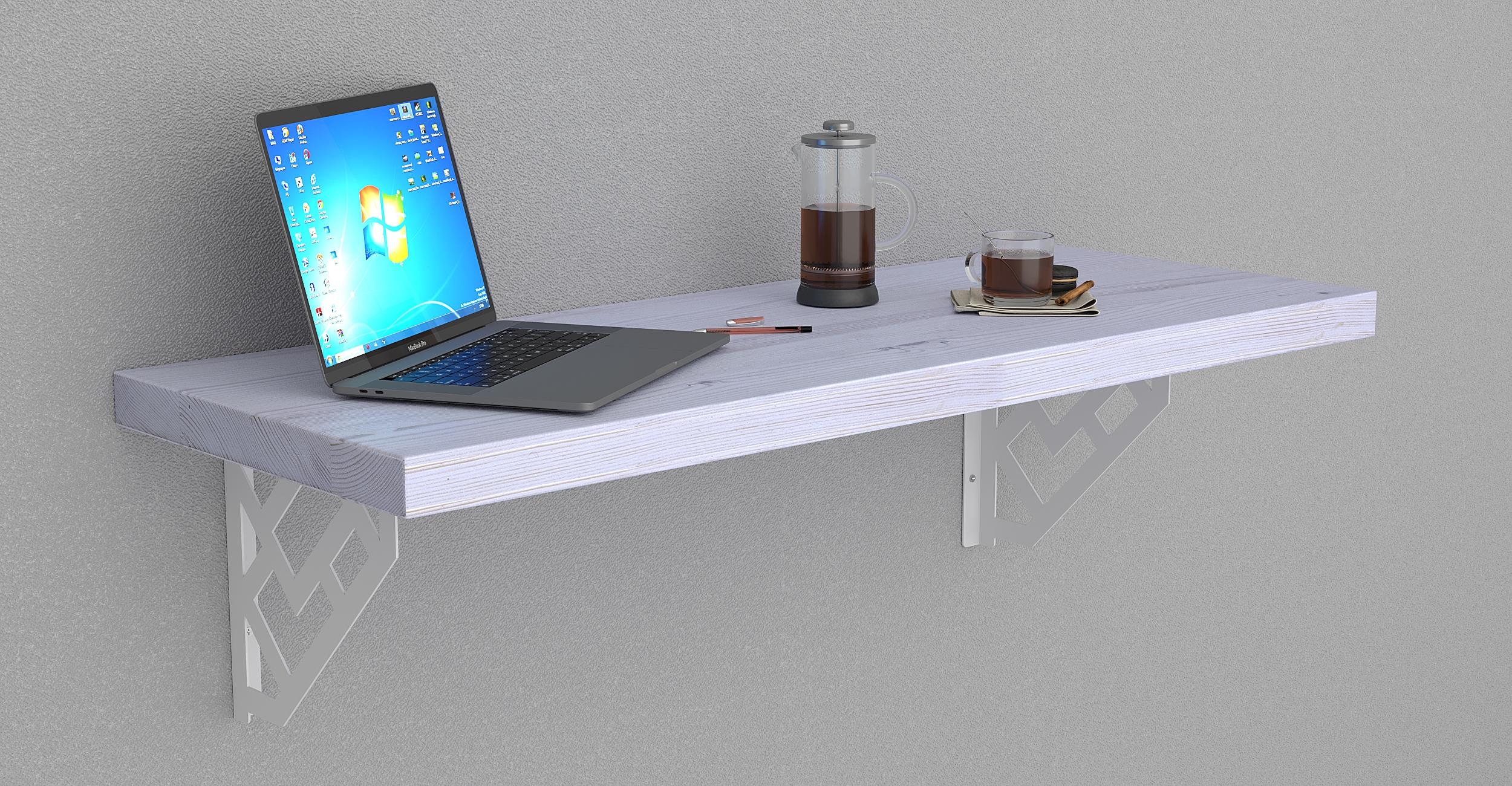 MCC Wandmontage Schreibtisch Bar Tisch für kleine Räume Küchentheke, Wäscheregal - Bild 16 von 60