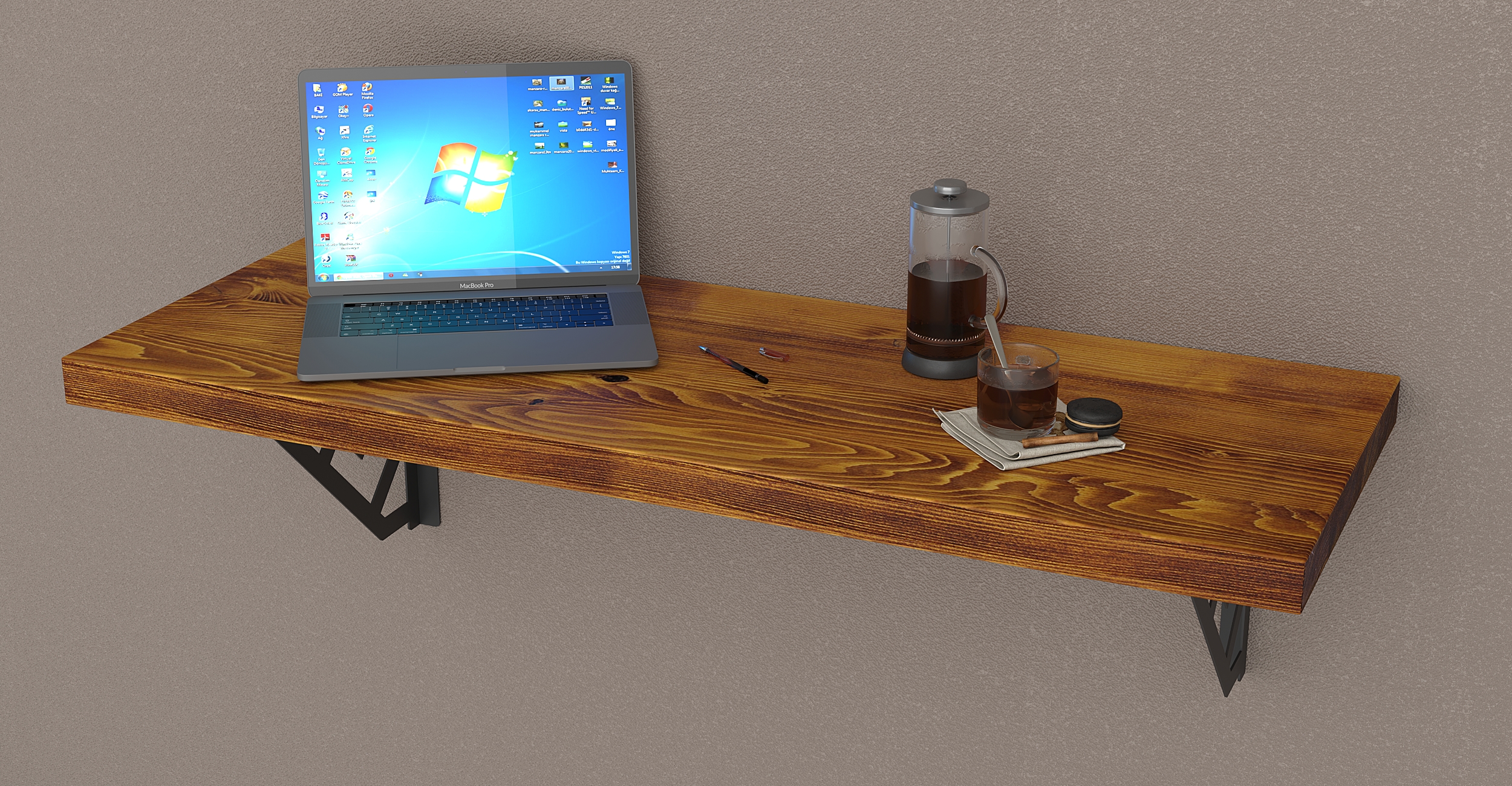 MCC Wandmontage Schreibtisch Bar Tisch für kleine Räume Küchentheke, Wäscheregal - Bild 31 von 60