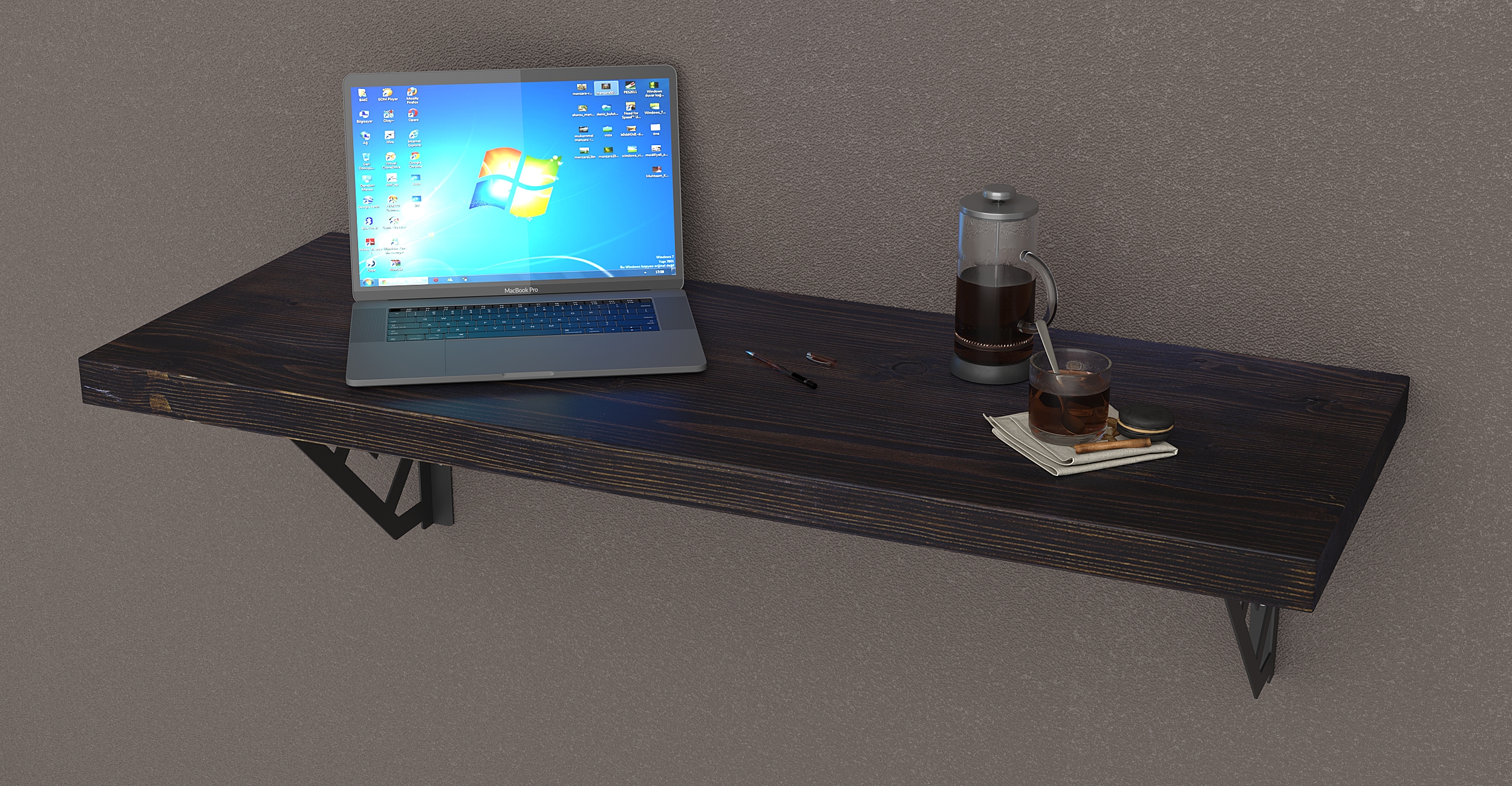 MCC Wandmontage Schreibtisch Bar Tisch für kleine Räume Küchentheke, Wäscheregal - Bild 46 von 60