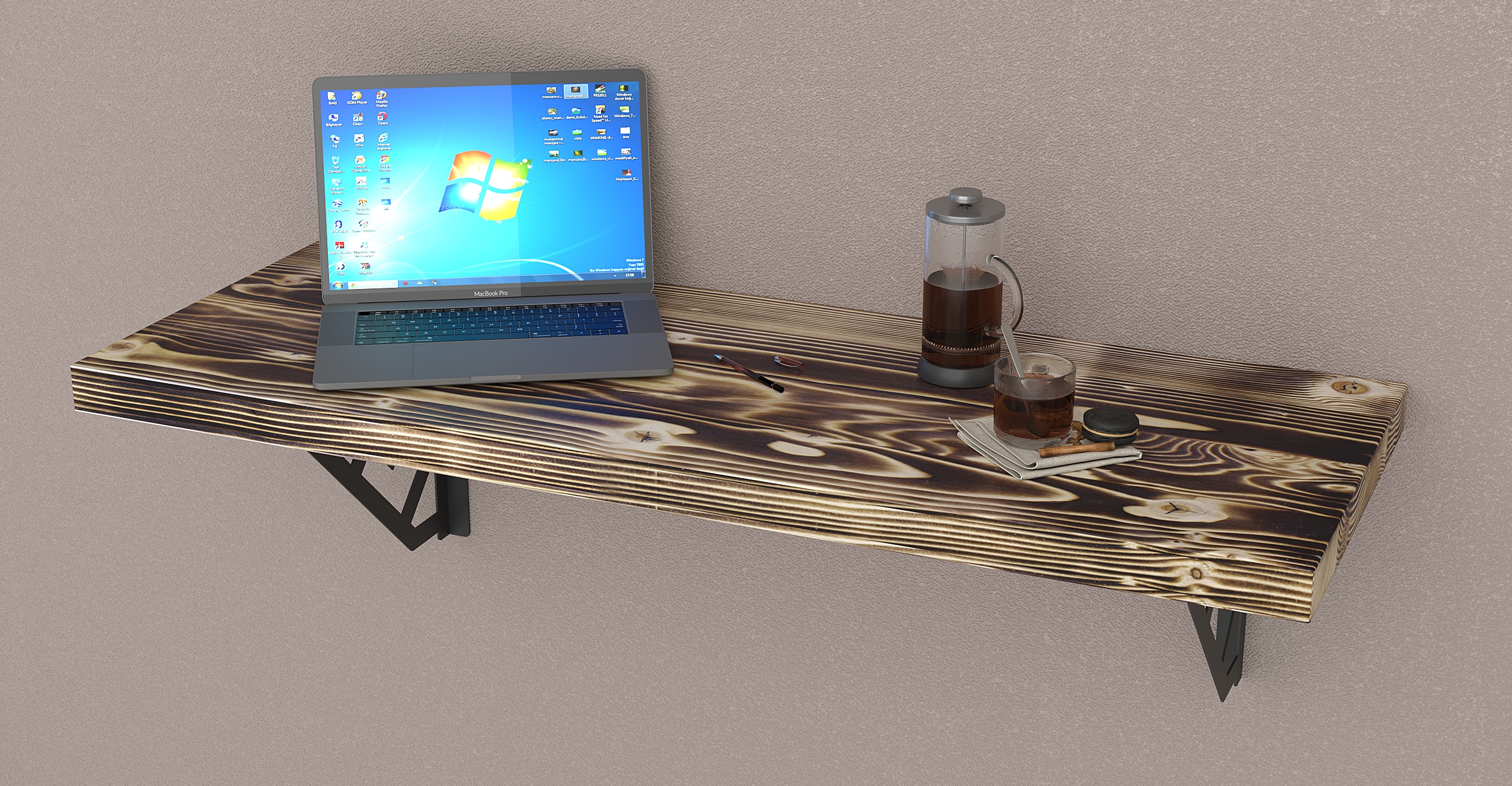 MCC Wandmontage Schreibtisch Bar Tisch für kleine Räume Küchentheke, Wäscheregal - Bild 58 von 60