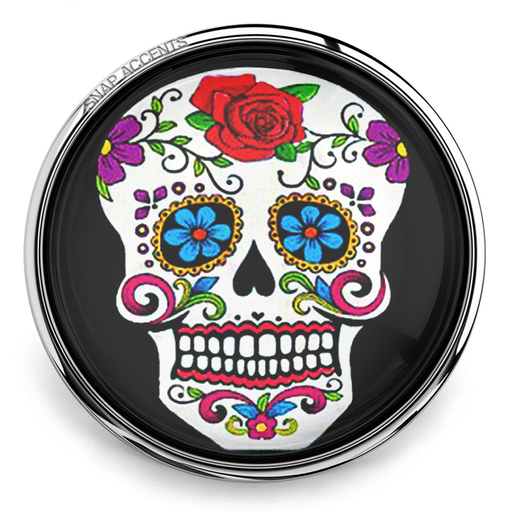 Sugar Skull Snap Jewelry Ginger Charm 18MM Dia Muertos Day Dead Halloween Button - Picture 12 of 13