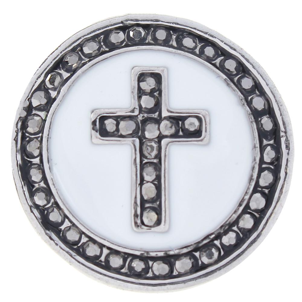 White Cross Snap Jewelry 18MM Ginger Charm Faith Custom Snap Button