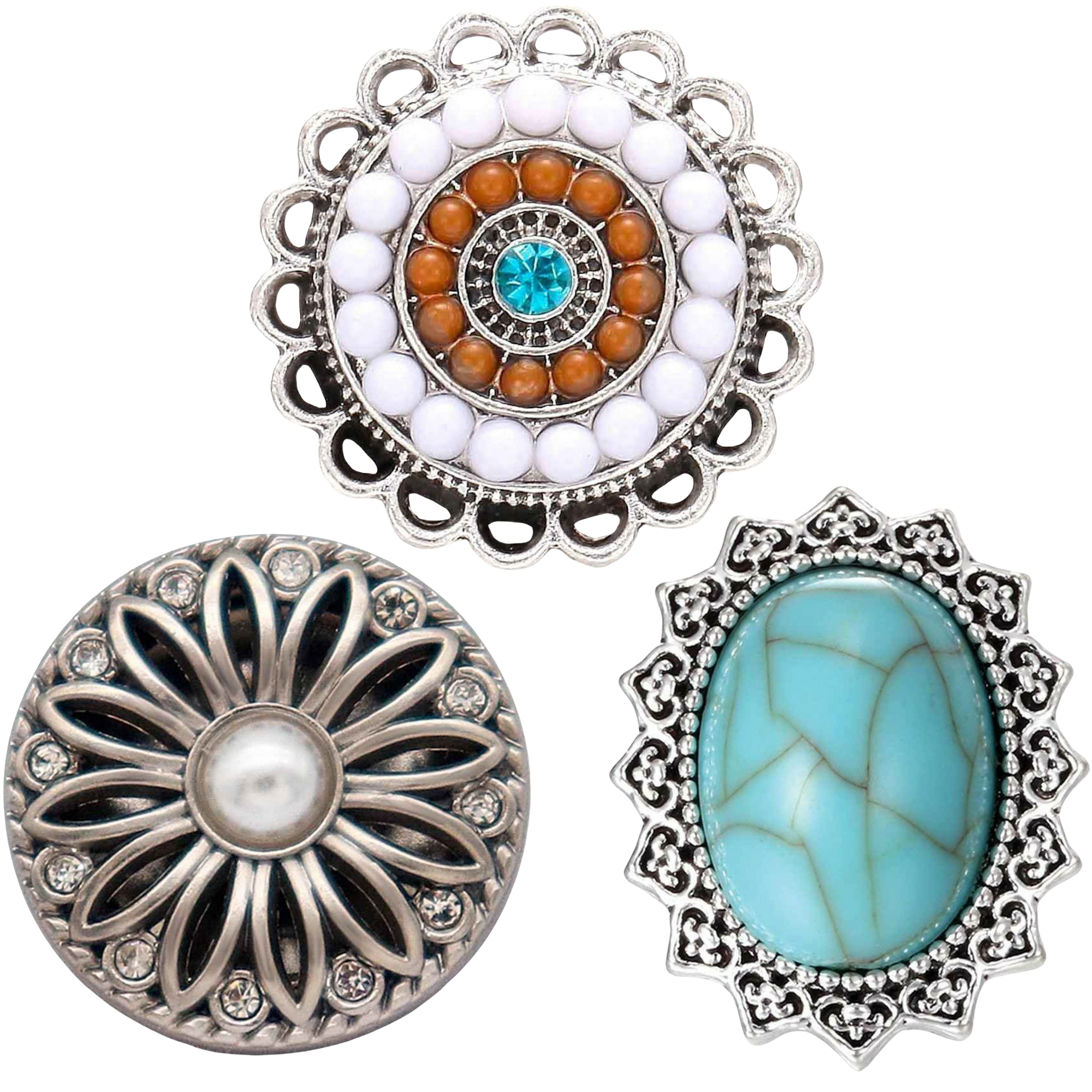 Snap Jewelry 3 Vintage 18MM Ginger Charm Buttons, Fits Snap Bracelets, Necklaces - Picture 10 of 10