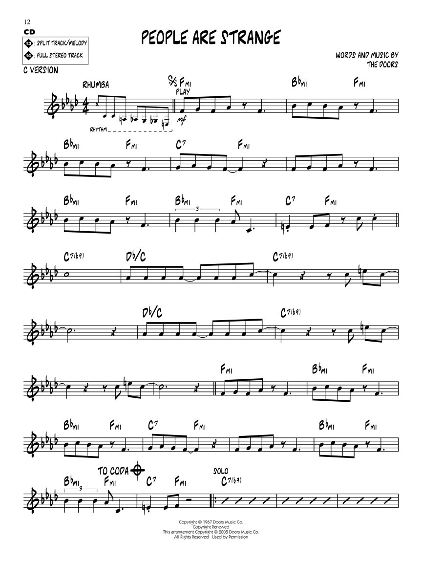 The Doors Jazz PlayAlong Volume 70 (The Doors) Jazz Play Along Book/CD