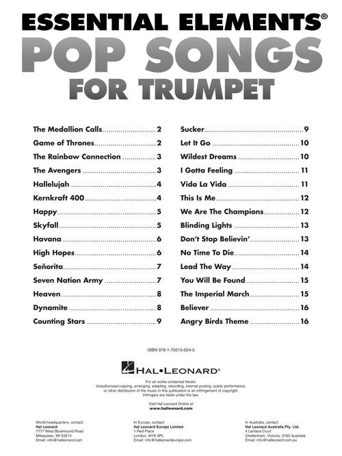 Essential Elements Pop Songs for Trumpet | eBay