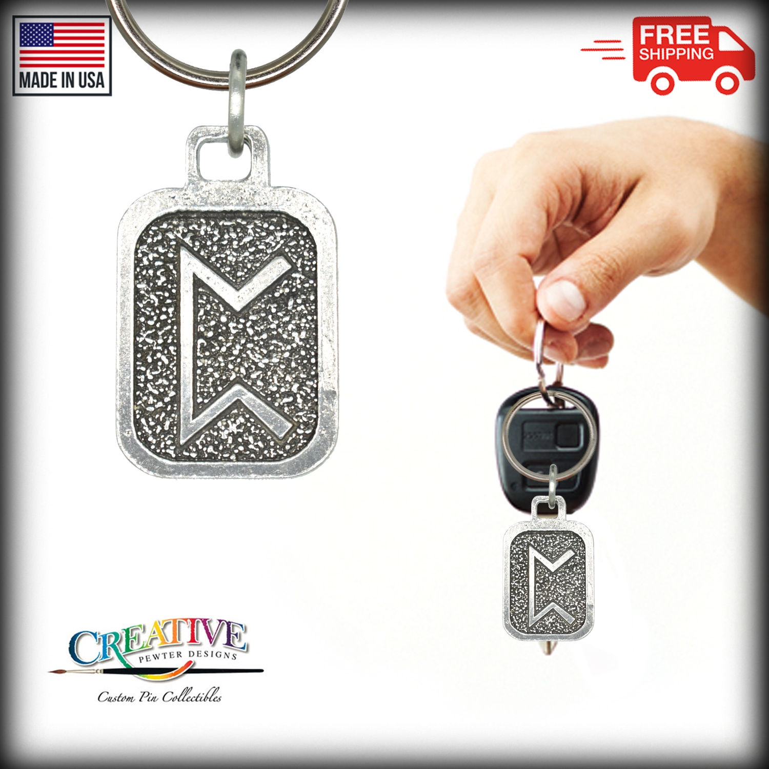 Metall Rune Schlüsselanhänger, nordische Wikinger Symbole, antikes Zinn, Geschenk, Made in USA - Bild 15 von 198