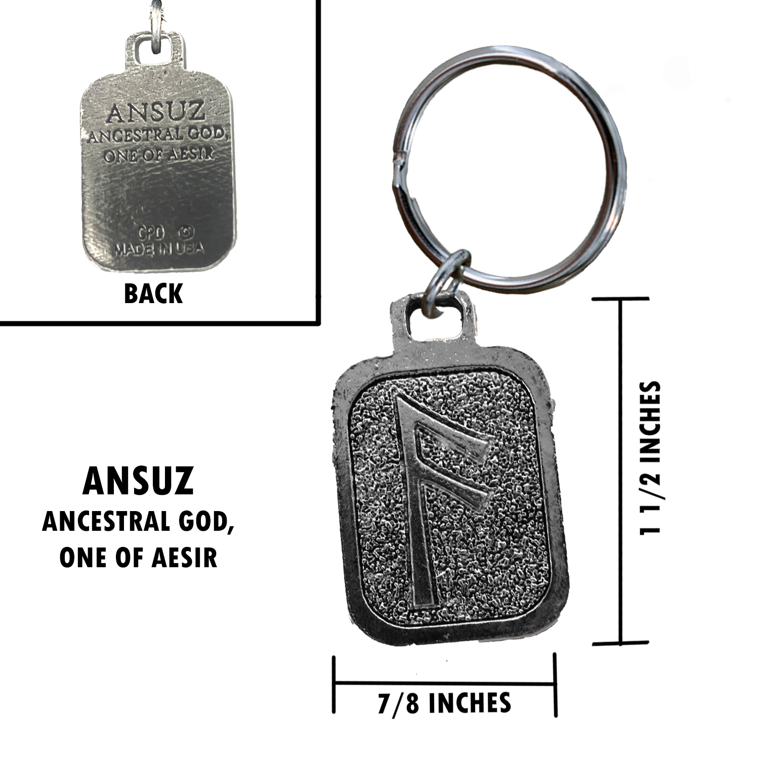 Metall Rune Schlüsselanhänger, nordische Wikinger Symbole, antikes Zinn, Geschenk, Made in USA - Bild 40 von 198