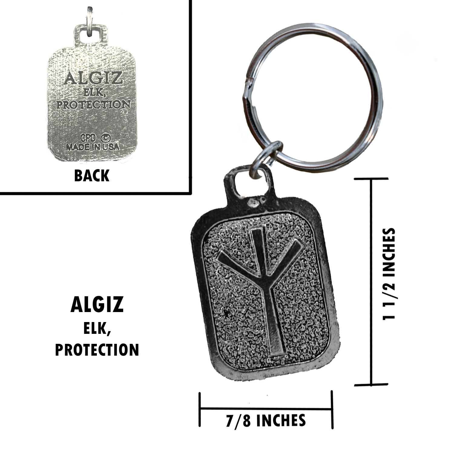 Metall Rune Schlüsselanhänger, nordische Wikinger Symbole, antikes Zinn, Geschenk, Made in USA - Bild 80 von 198