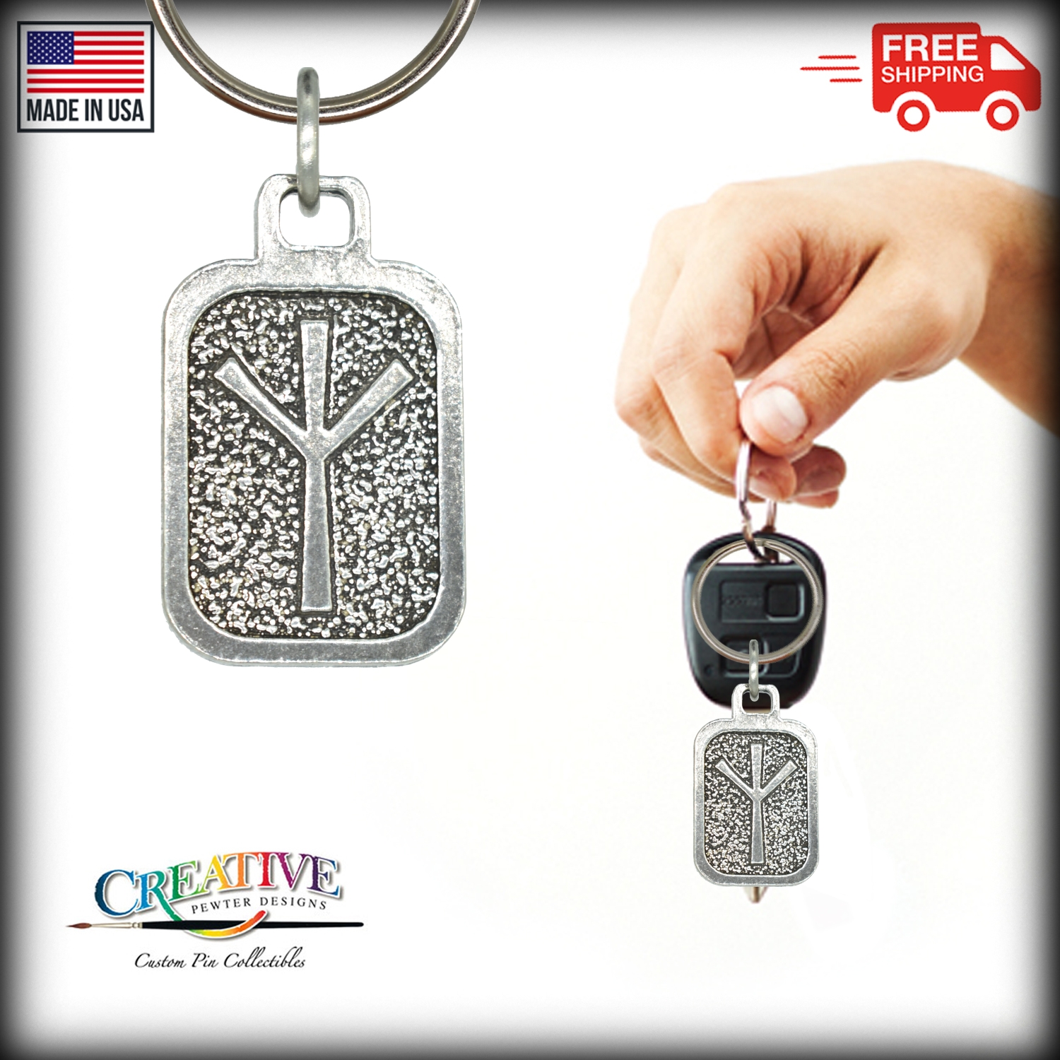 Metall Rune Schlüsselanhänger, nordische Wikinger Symbole, antikes Zinn, Geschenk, Made in USA - Bild 79 von 198
