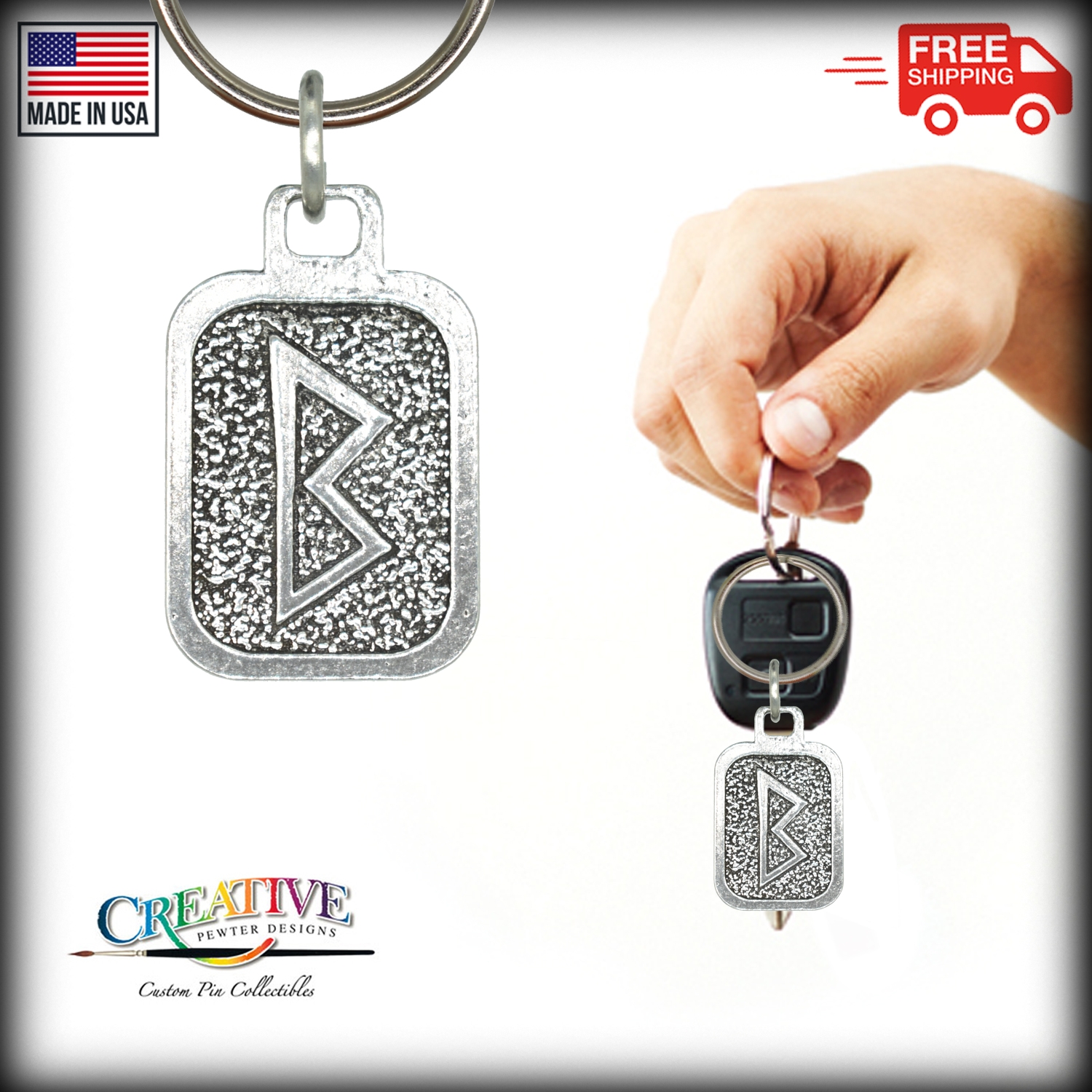 Metall Rune Schlüsselanhänger, nordische Wikinger Symbole, antikes Zinn, Geschenk, Made in USA - Bild 127 von 198