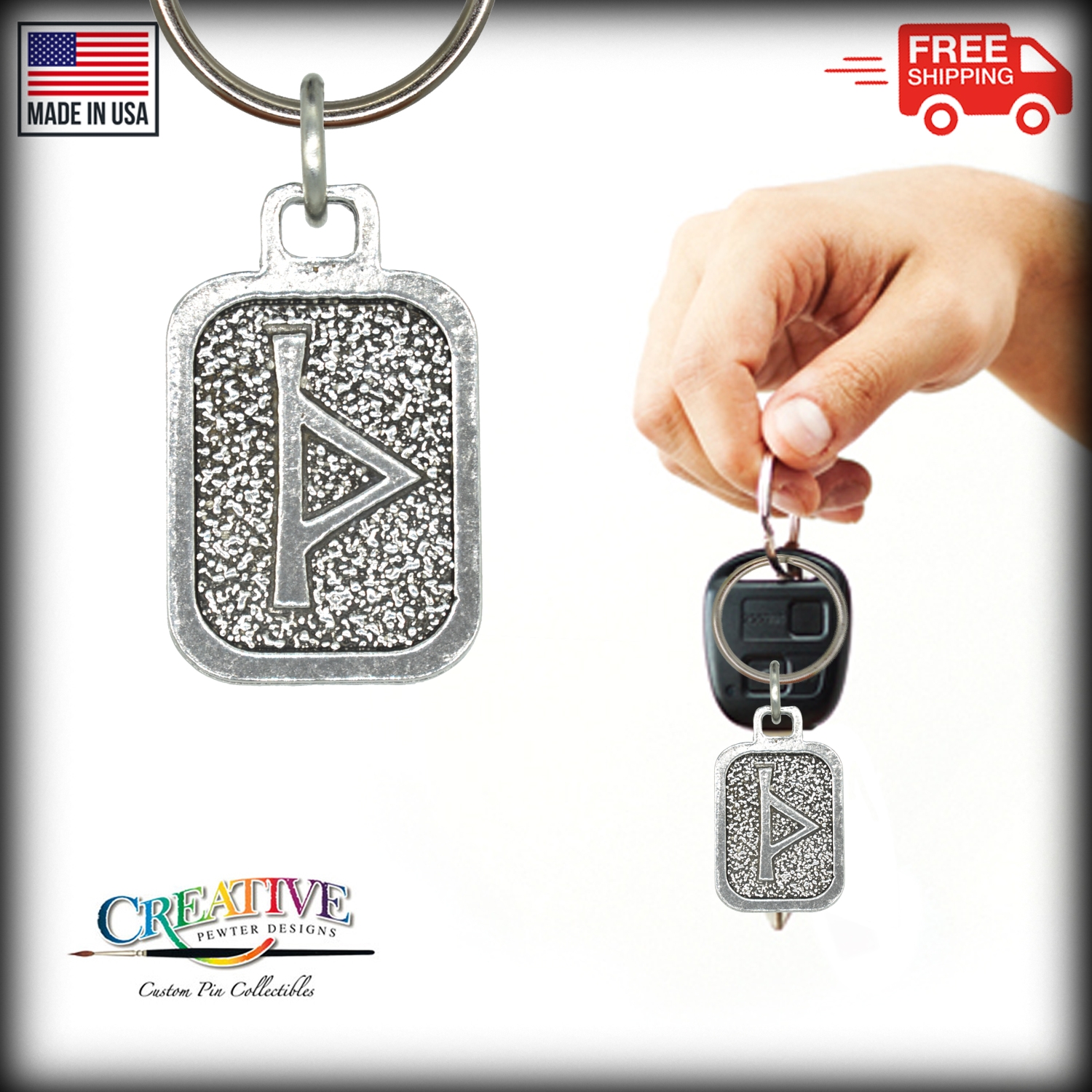 Metall Rune Schlüsselanhänger, nordische Wikinger Symbole, antikes Zinn, Geschenk, Made in USA - Bild 143 von 198