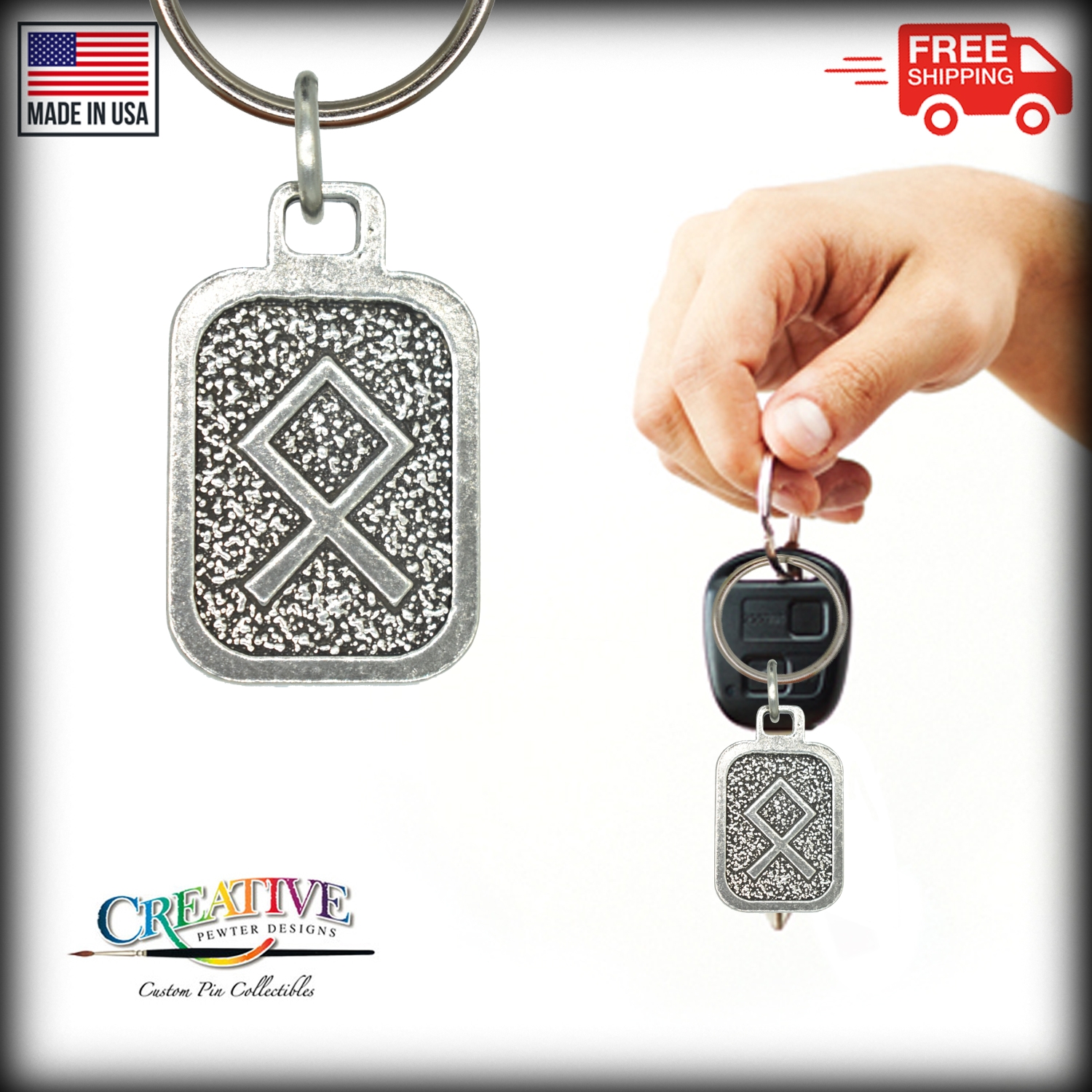 Metall Rune Schlüsselanhänger, nordische Wikinger Symbole, antikes Zinn, Geschenk, Made in USA - Bild 151 von 198