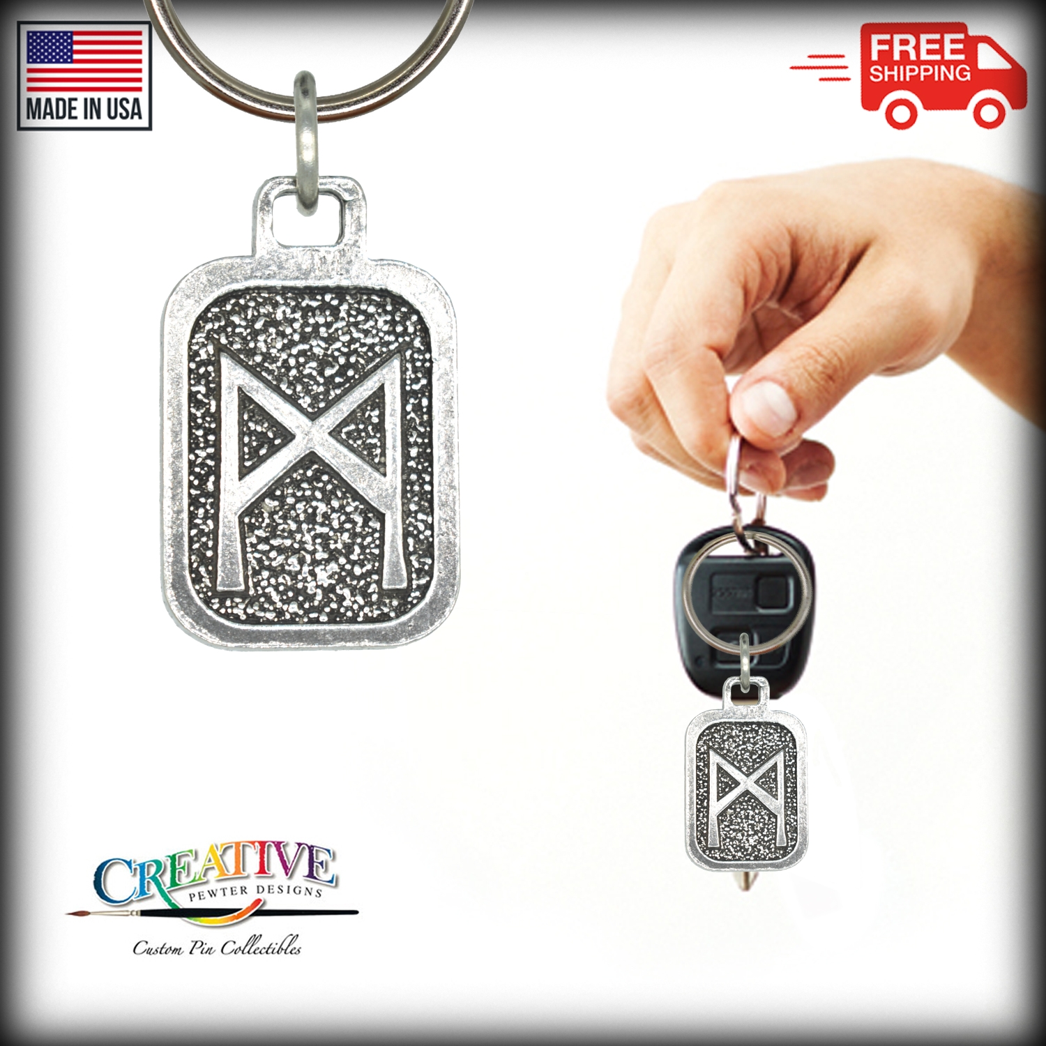 Metall Rune Schlüsselanhänger, nordische Wikinger Symbole, antikes Zinn, Geschenk, Made in USA - Bild 167 von 198