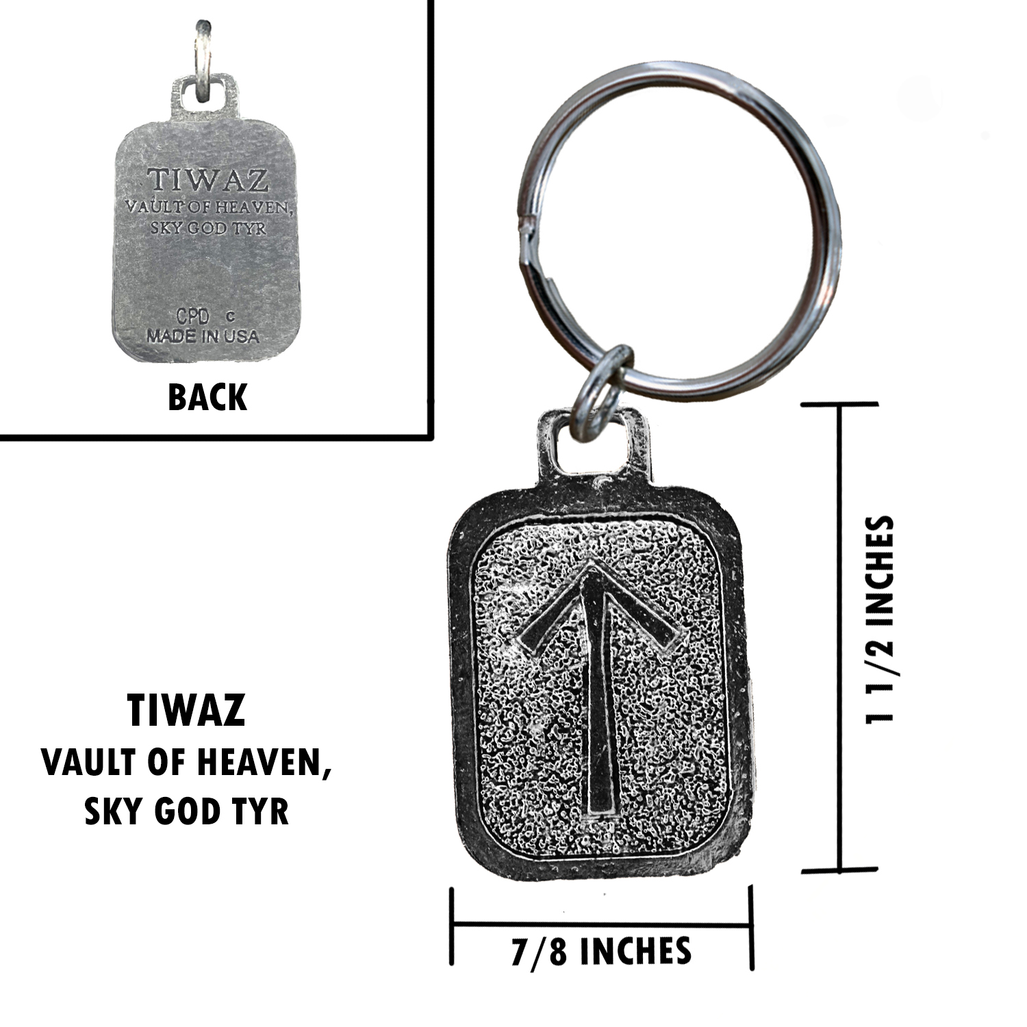 Metall Rune Schlüsselanhänger, nordische Wikinger Symbole, antikes Zinn, Geschenk, Made in USA - Bild 176 von 198