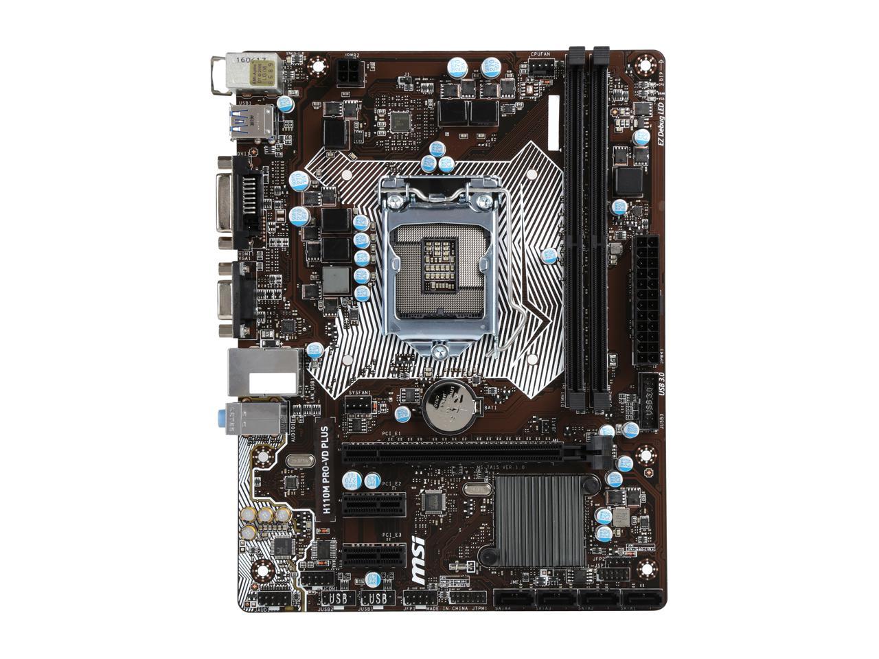 Msi H110m Pro Vd Plus Intel H110 1151 Lga Microatx Desktop Motherboard