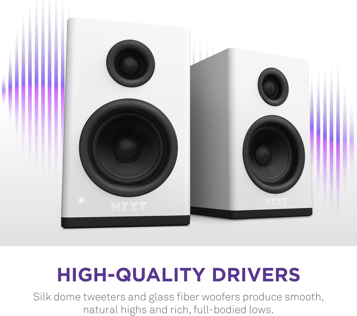 NZXT Relay PC Gaming Desktop Speakers AP-SPKW2-US White | eBay