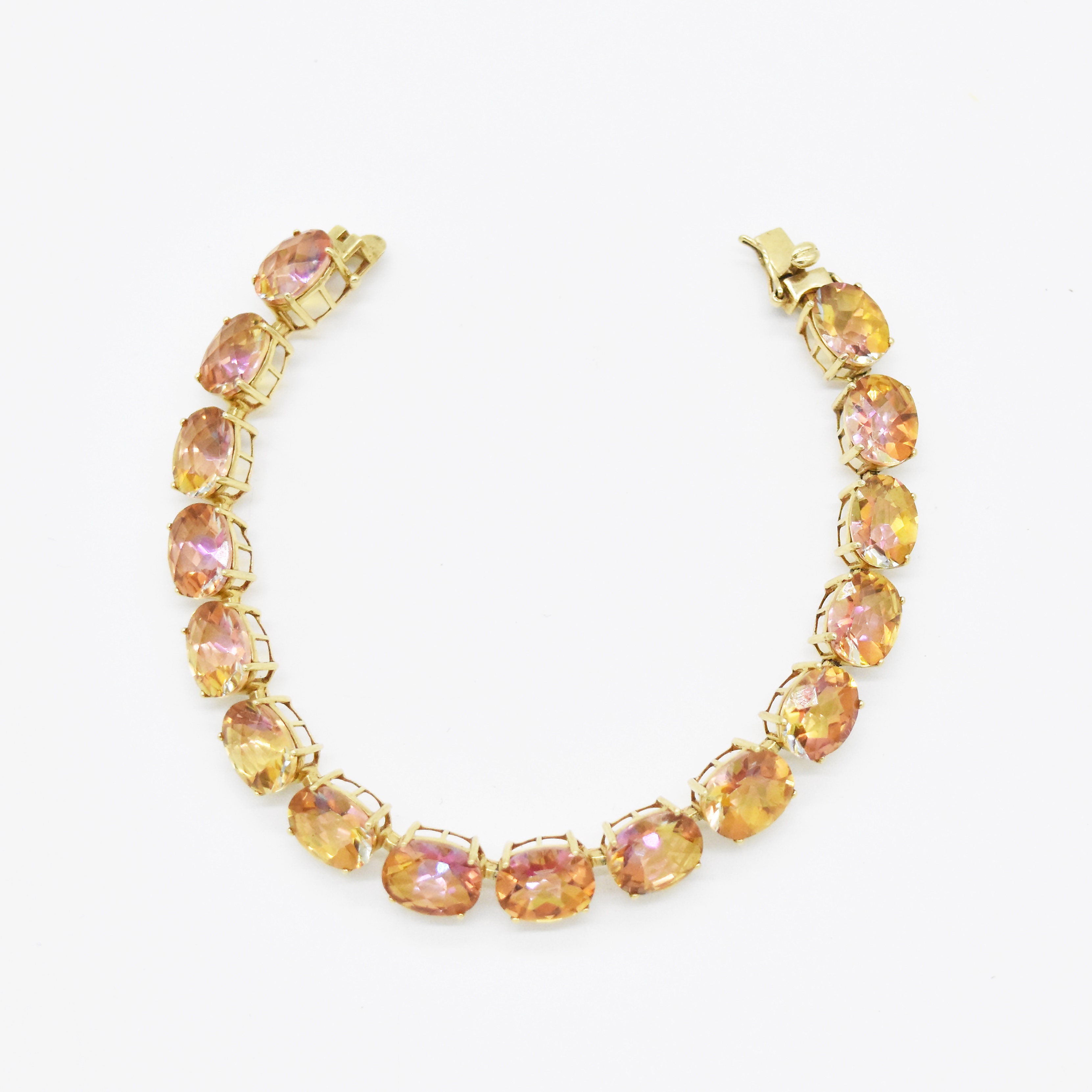 14k Yellow Gold Estate Fancy 7" Mystic Topaz Tennis Bracelet eBay