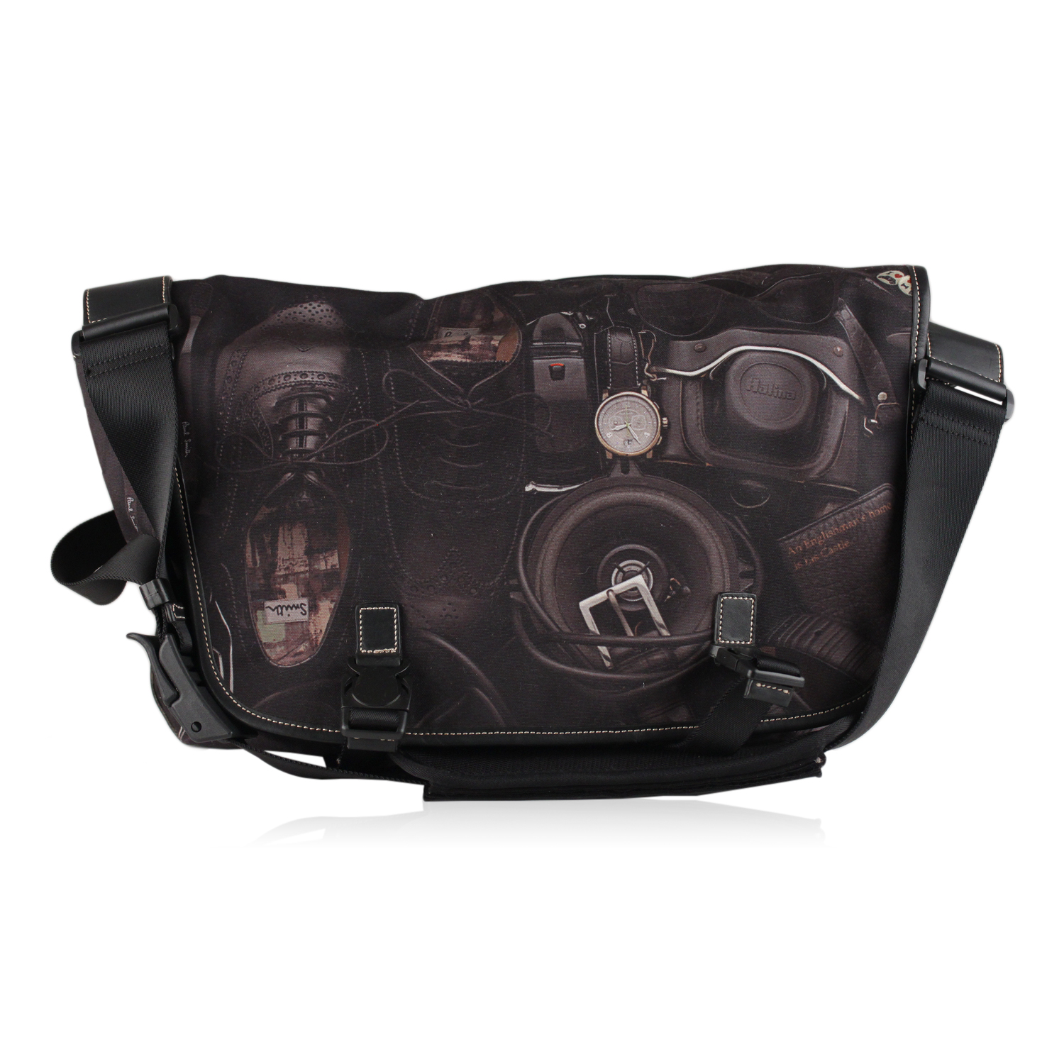 Details About Authentic Paul Smith Black Printed Canvas Crossbody Messenger Bag