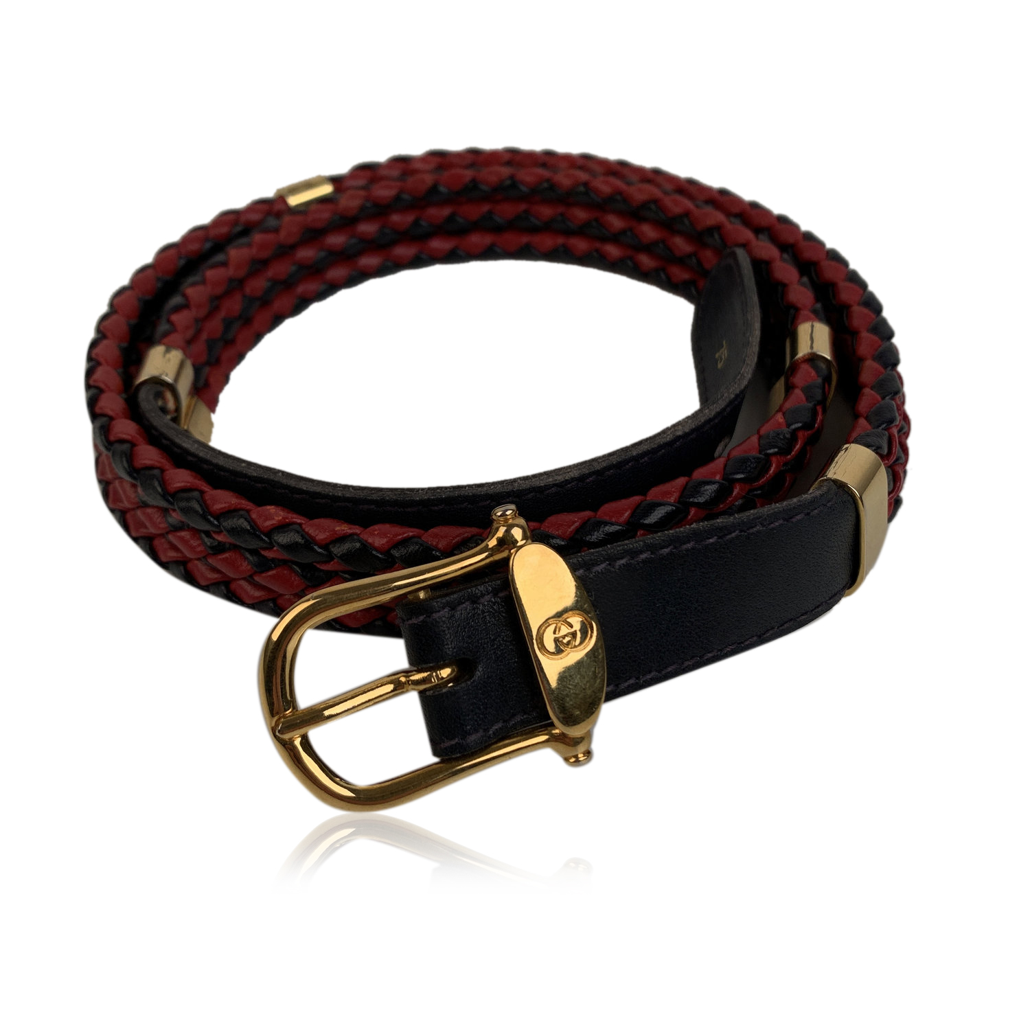 Authentic Gucci Vintage Red and Blue Leather Braided