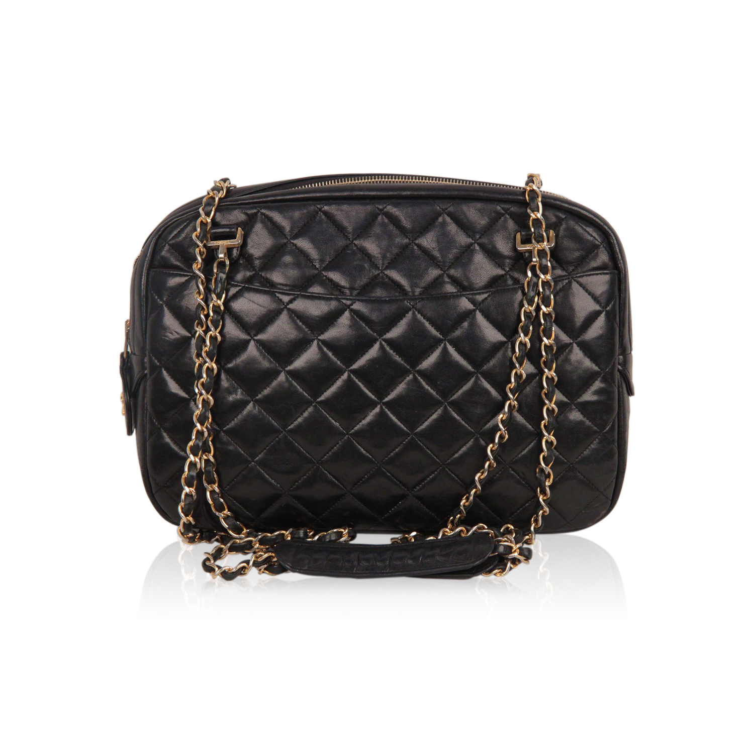 Authentic Chanel Vintage Black Quilted Leather Large Camera Bag Ebay Image Is Loading Authentic Chanel Vintage Black Quilted Leather Large Camera