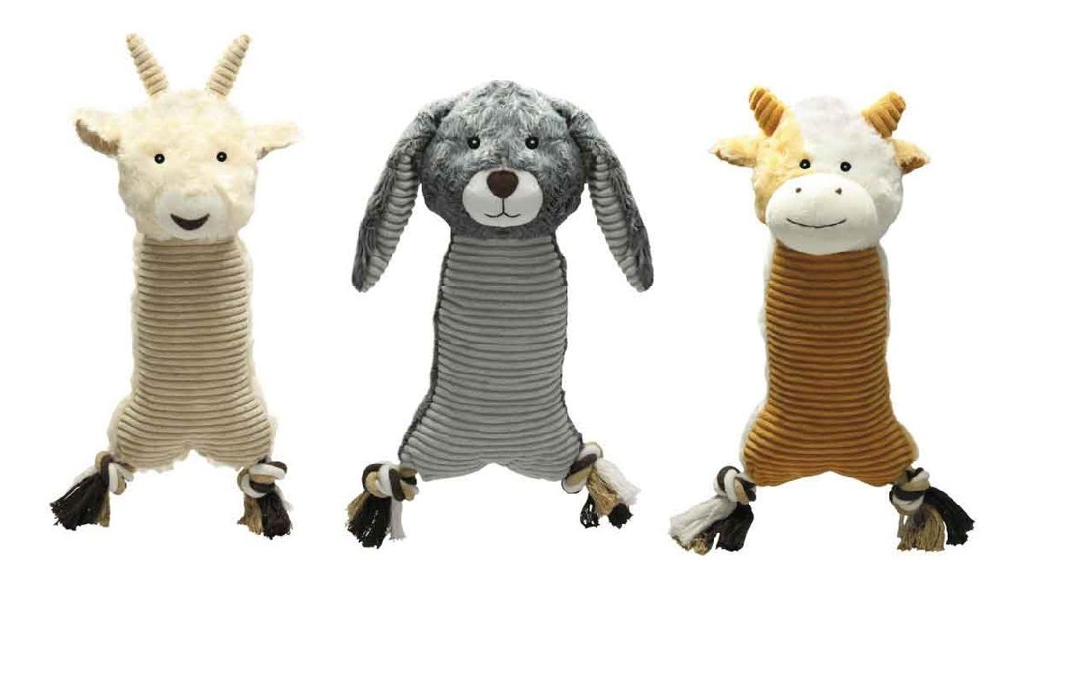 Farm Folks Dog Toy Soft Corduroy Squeak Toys - Cow Rabbit Sheep Or All 3 Toys - Picture 11 of 11