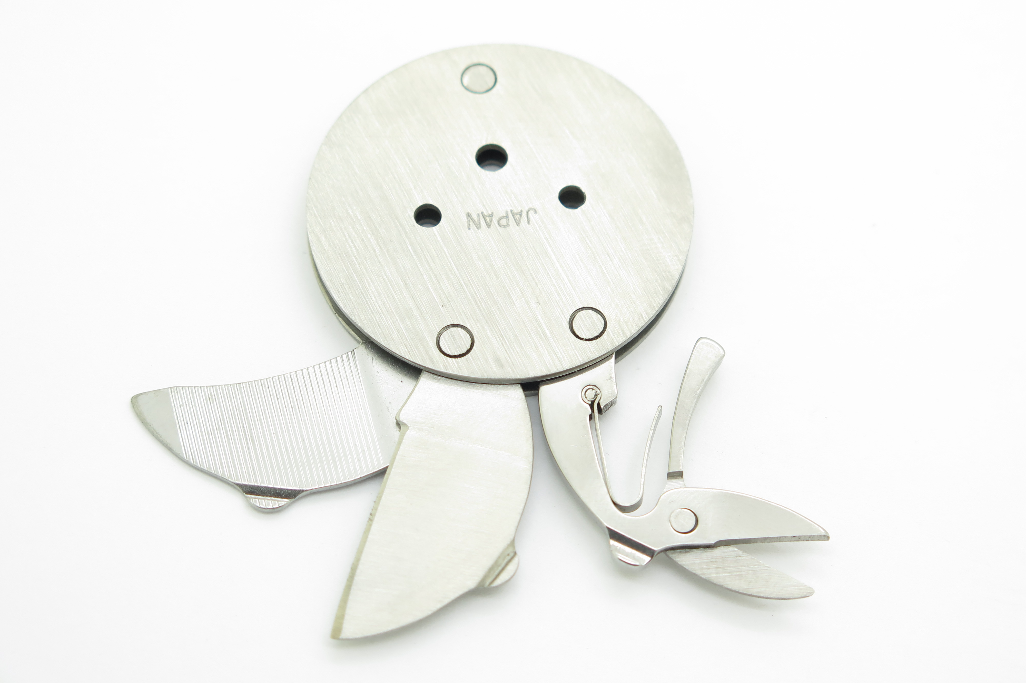 G Sakai (Engravable or Blank) Round Coin Metal Folding Pocket Knife Multi Tool