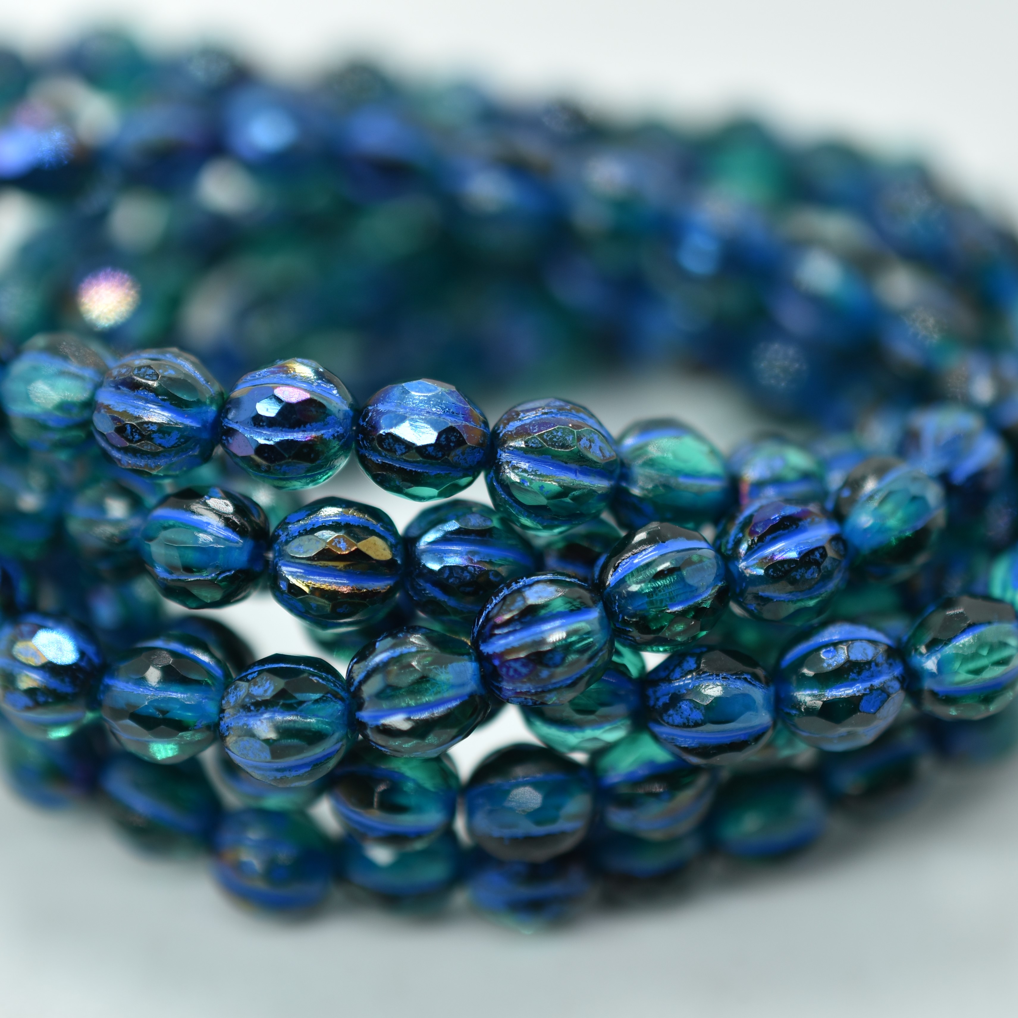 10 Beads - Faceted Melon 6mm - Choose Color - Czech Glass - Picture 7 of 10