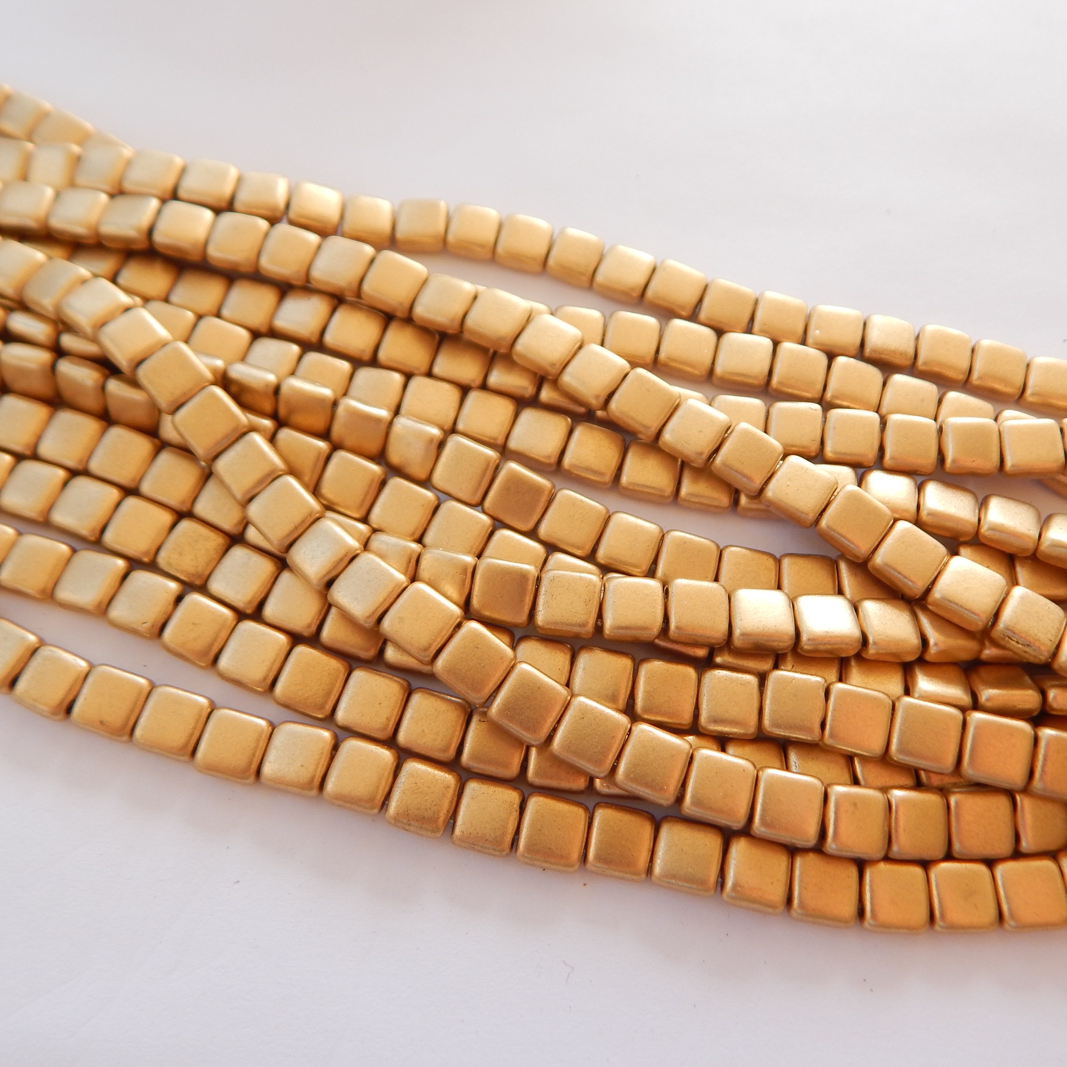 25 Beads - 6mm Tile, 2-Hole - Choose Color - Czech Glass - Picture 4 of 30