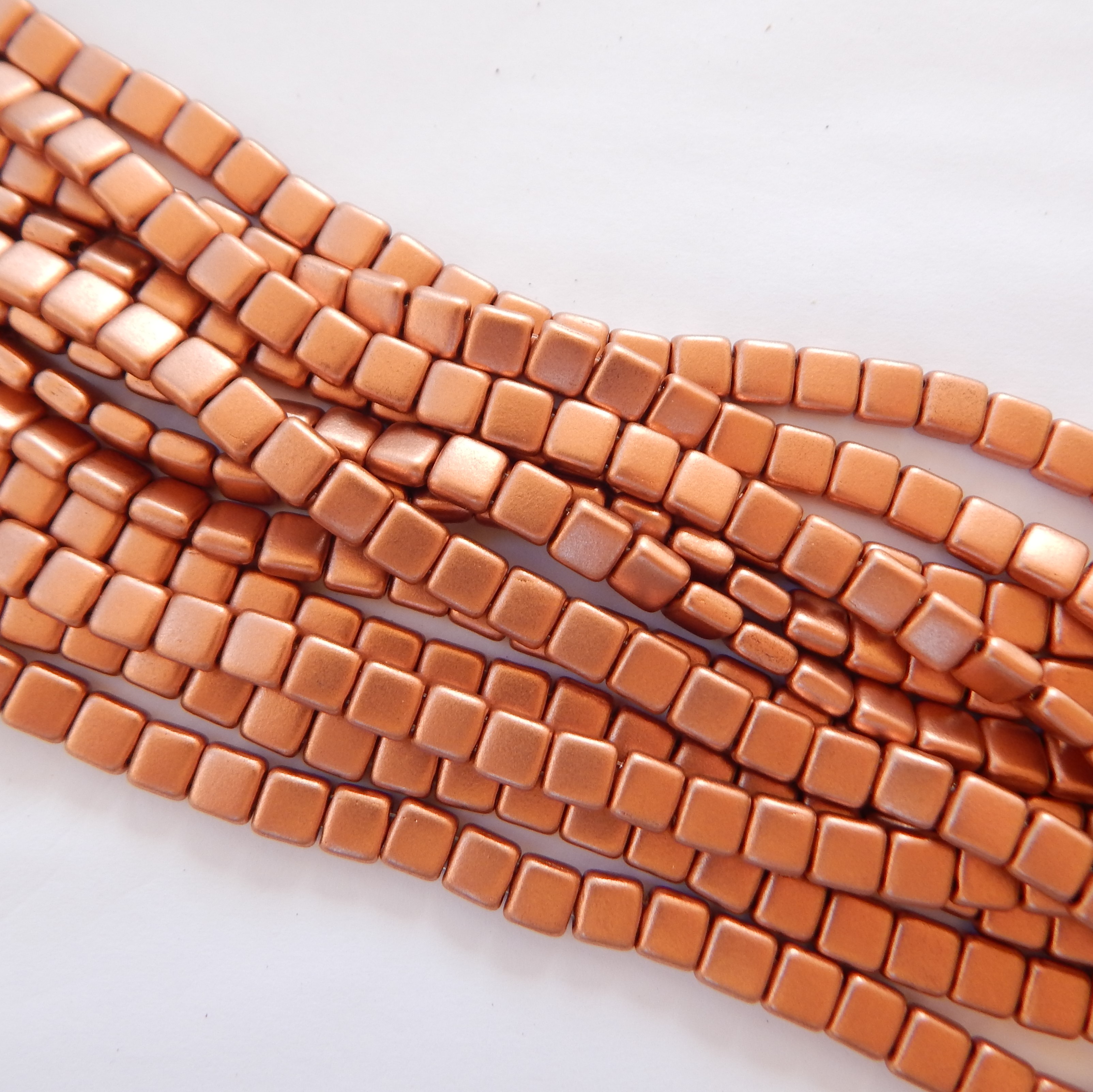 25 Beads - 6mm Tile, 2-Hole - Choose Color - Czech Glass - Picture 5 of 30