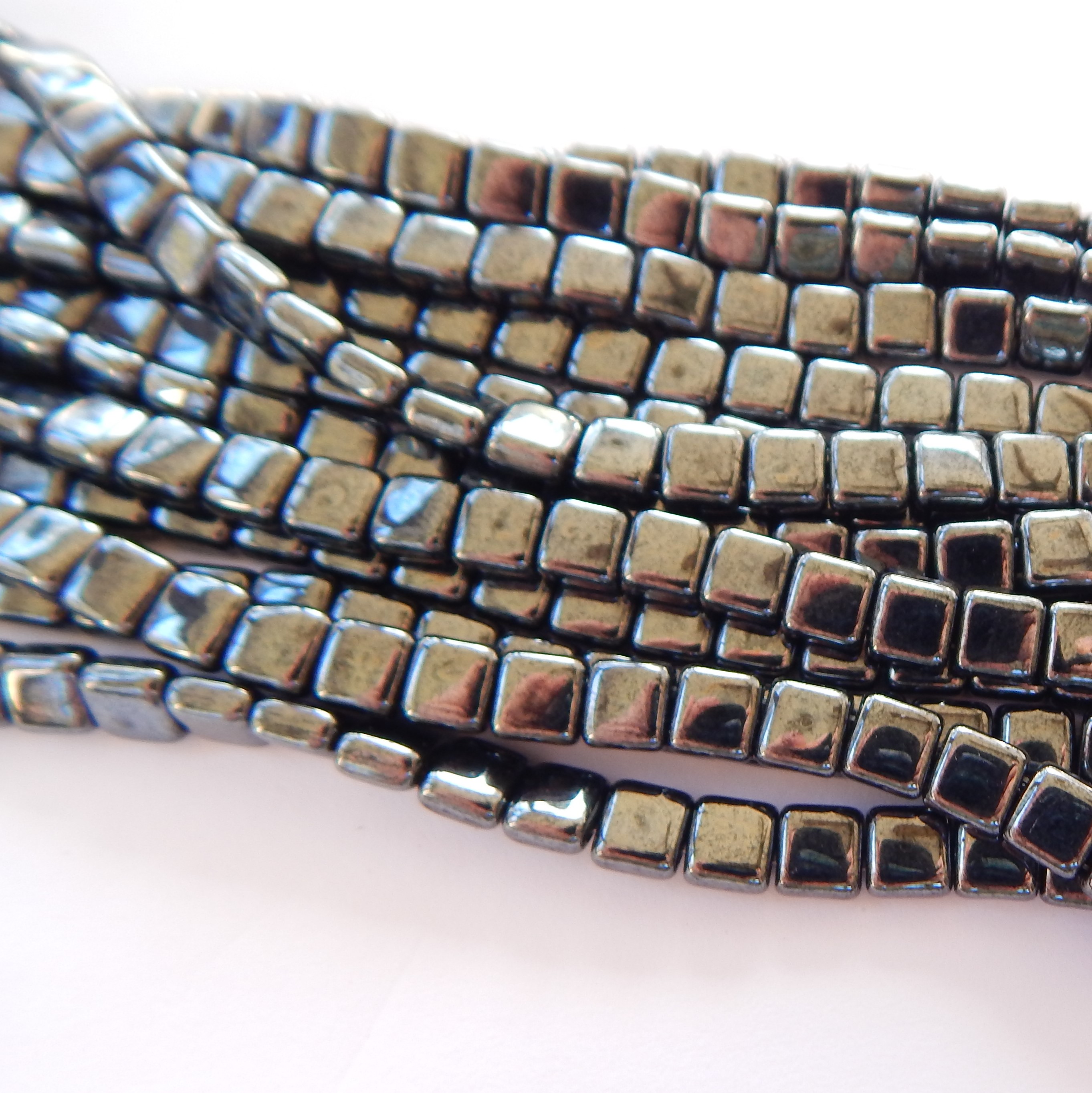 25 Beads - 6mm Tile, 2-Hole - Choose Color - Czech Glass - Picture 10 of 30