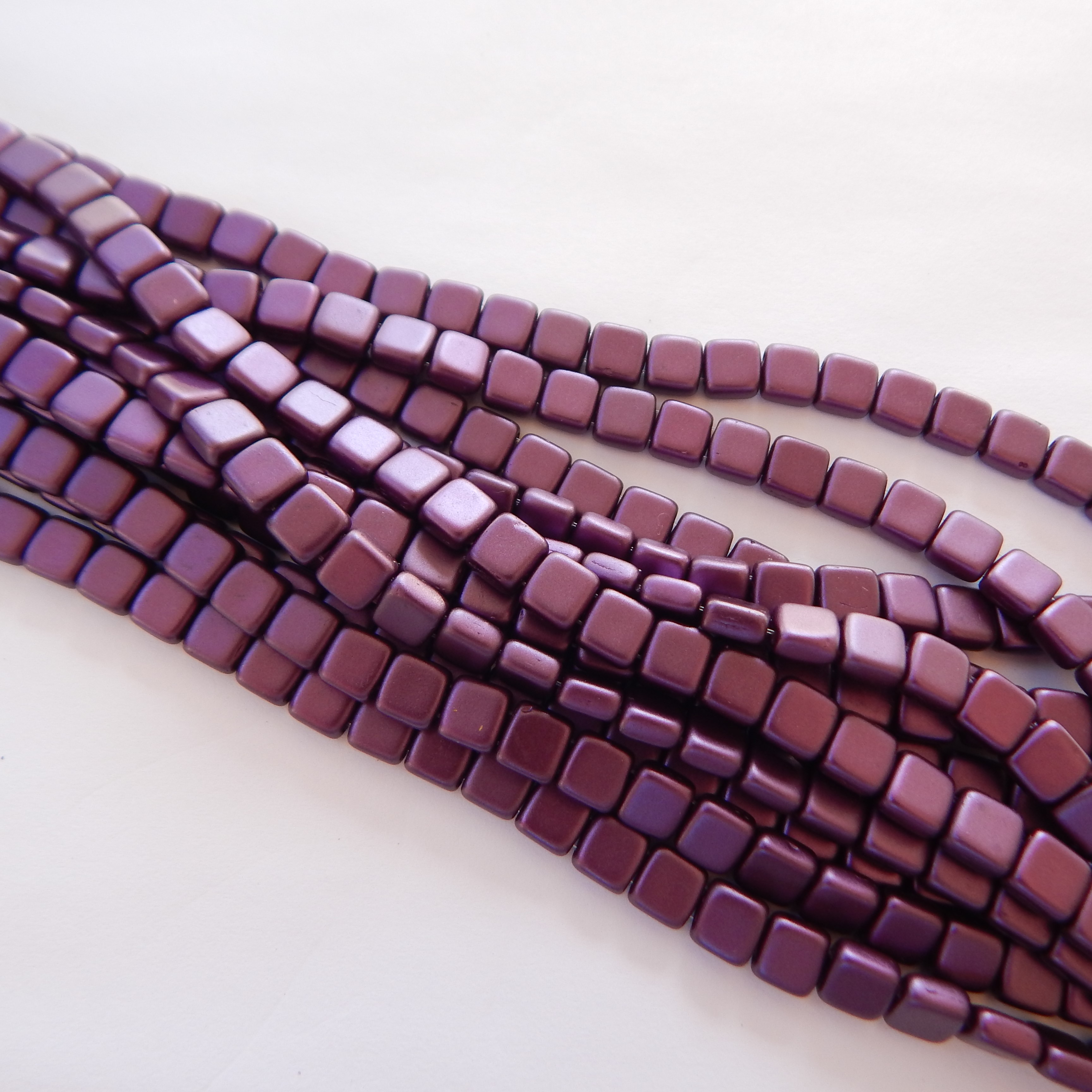 25 Beads - 6mm Tile, 2-Hole - Choose Color - Czech Glass - Picture 26 of 30