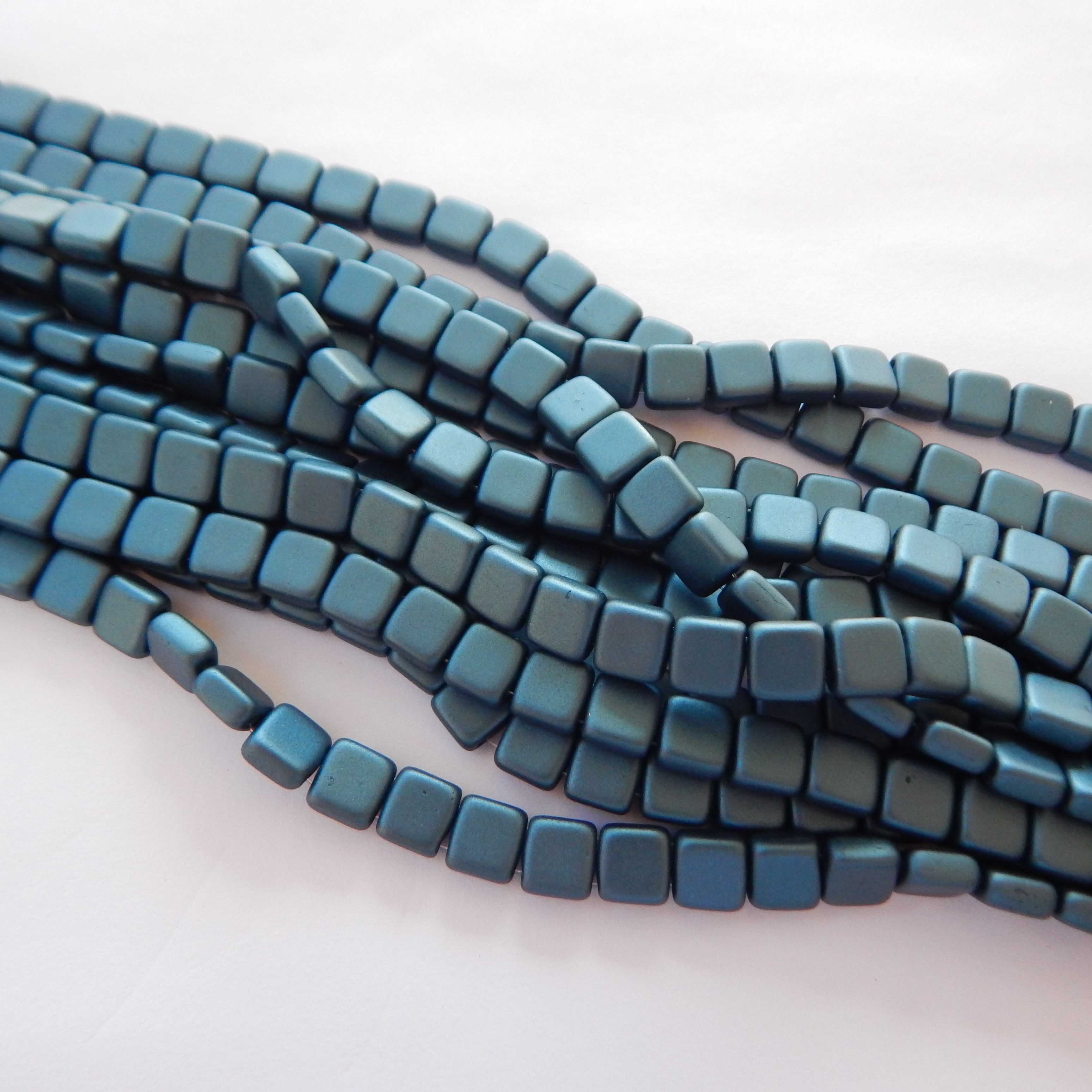 25 Beads - 6mm Tile, 2-Hole - Choose Color - Czech Glass - Picture 27 of 30