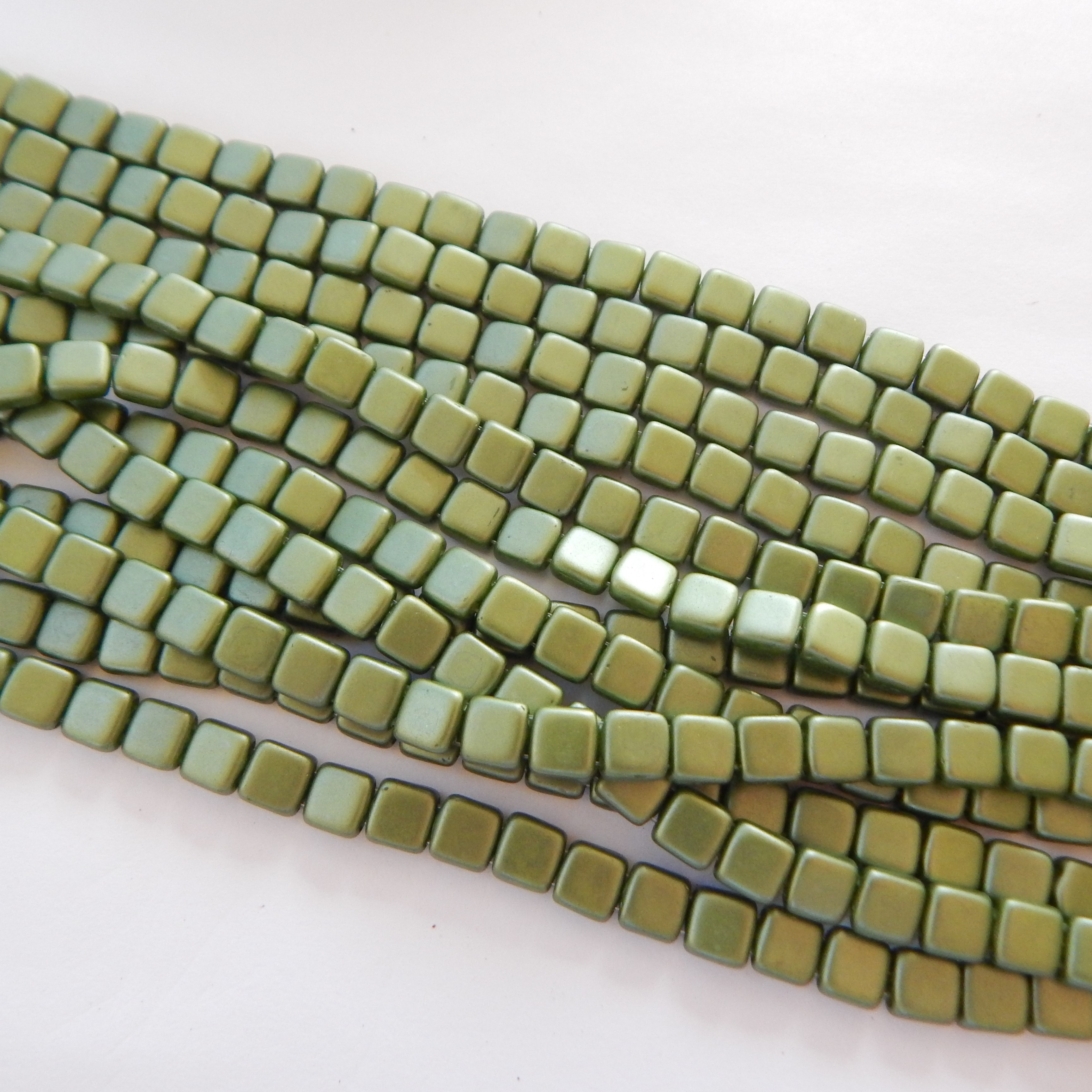 25 Beads - 6mm Tile, 2-Hole - Choose Color - Czech Glass - Picture 11 of 30