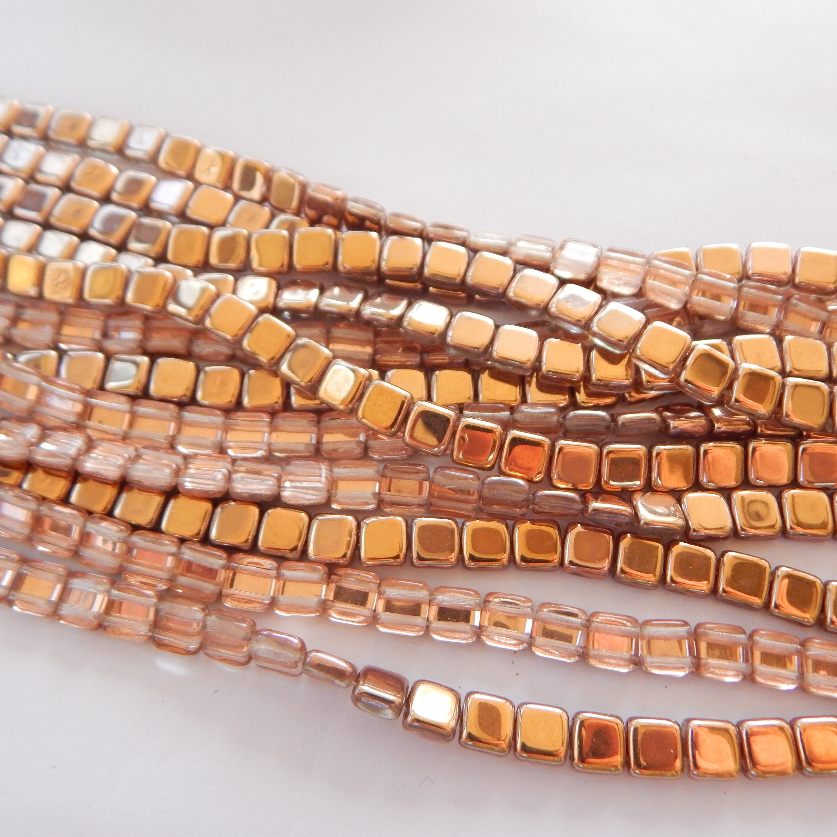 25 Beads - 6mm Tile, 2-Hole - Choose Color - Czech Glass - Picture 13 of 30