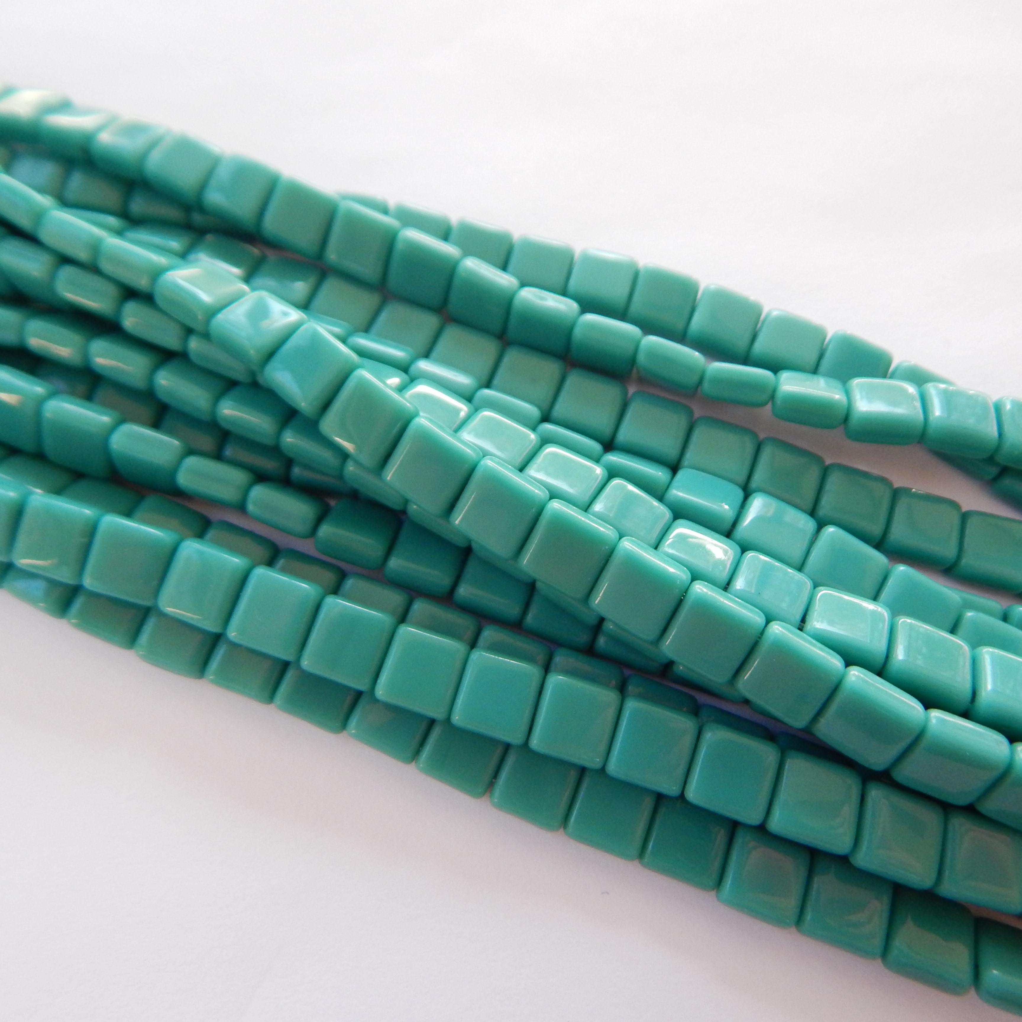 25 Beads - 6mm Tile, 2-Hole - Choose Color - Czech Glass - Picture 19 of 30