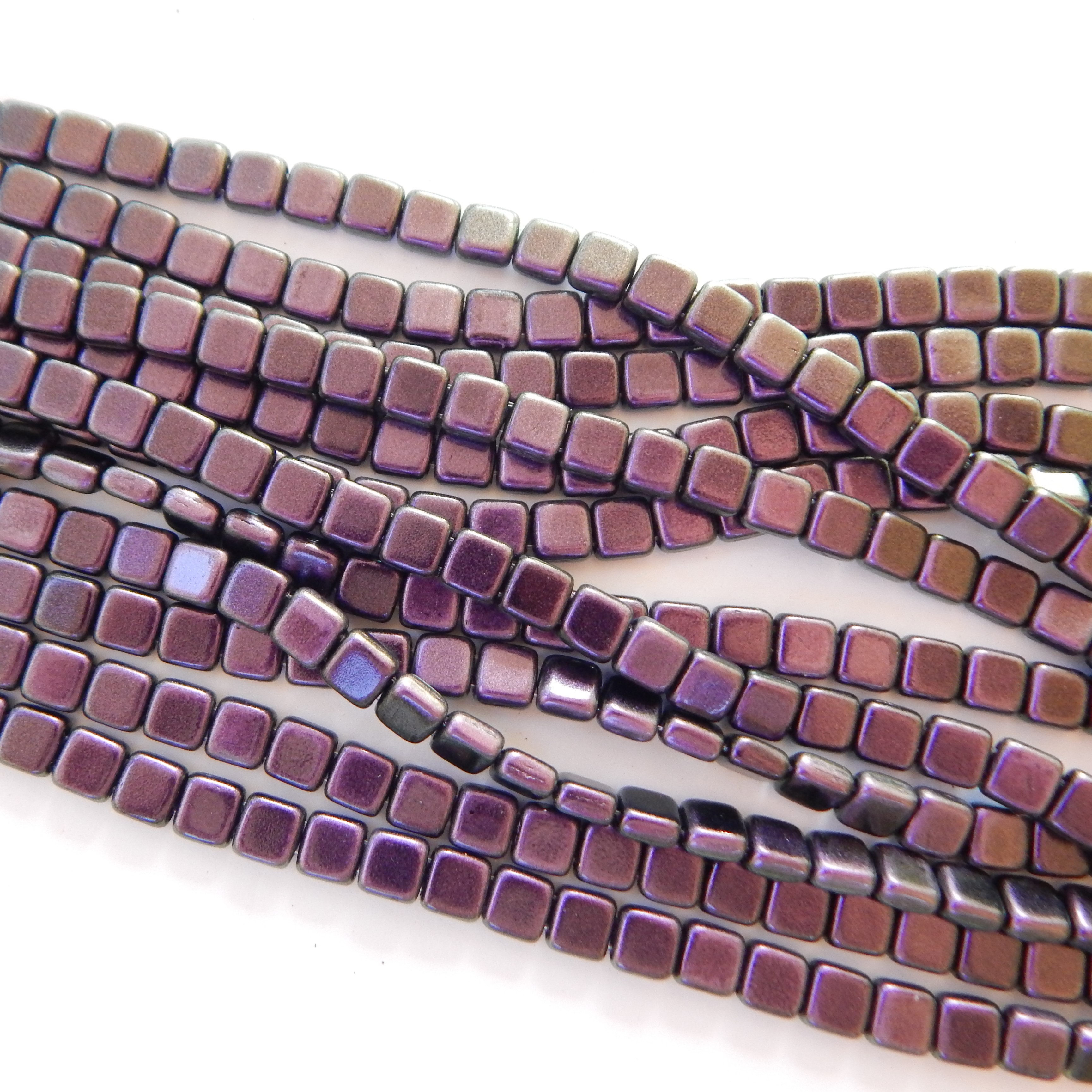 25 Beads - 6mm Tile, 2-Hole - Choose Color - Czech Glass - Picture 15 of 30
