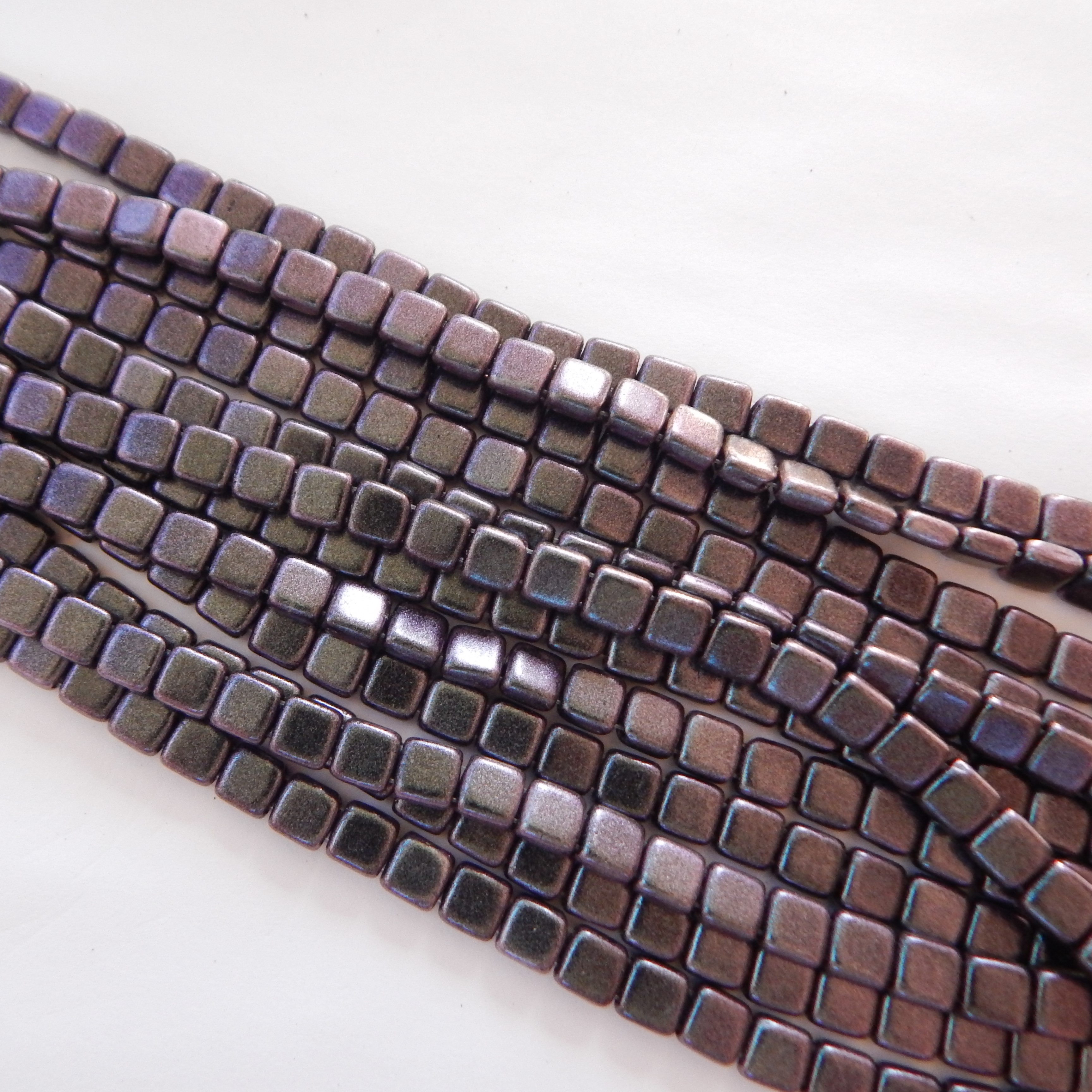 25 Beads - 6mm Tile, 2-Hole - Choose Color - Czech Glass - Picture 16 of 30