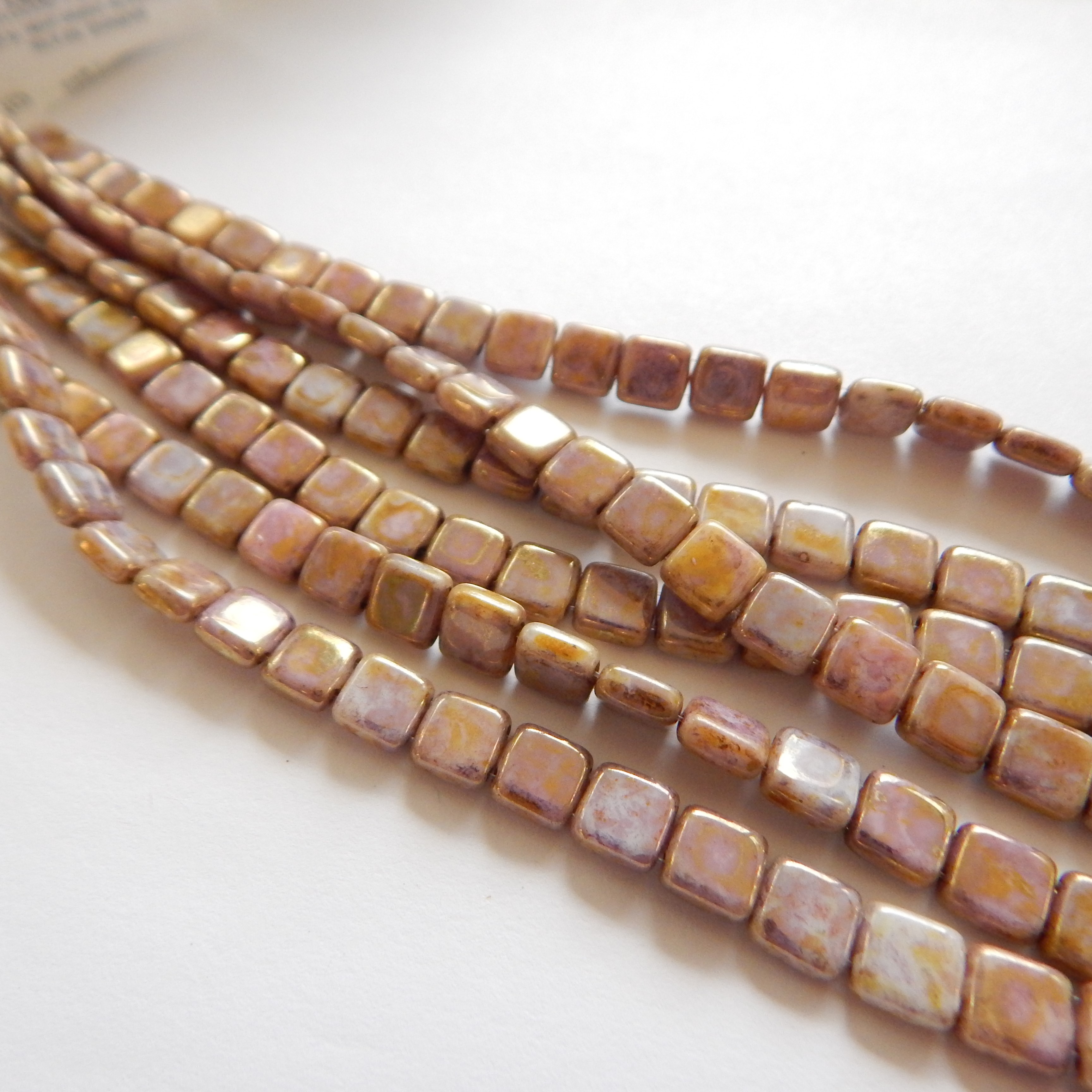 25 Beads - 6mm Tile, 2-Hole - Choose Color - Czech Glass - Picture 2 of 30