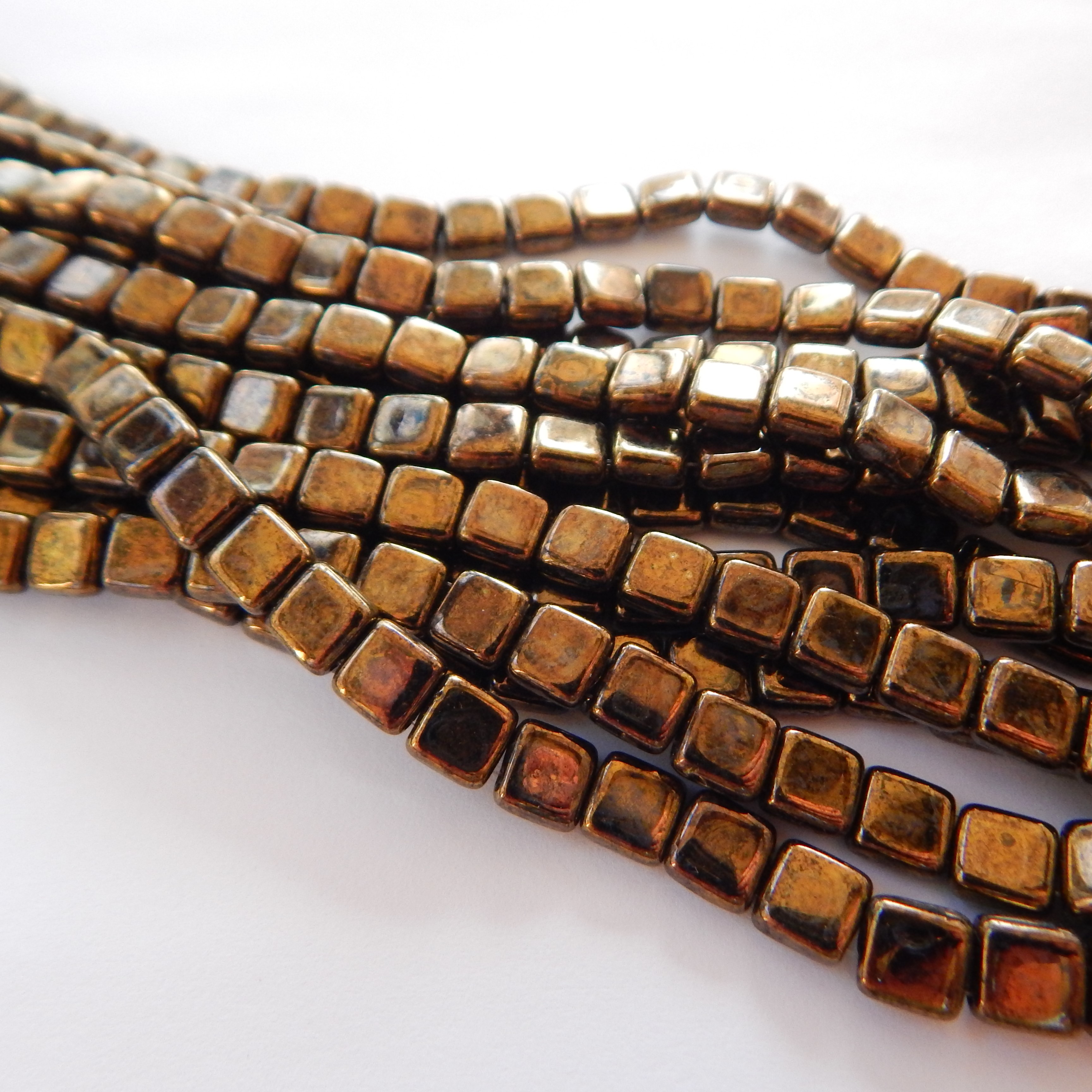 25 Beads - 6mm Tile, 2-Hole - Choose Color - Czech Glass - Picture 17 of 30