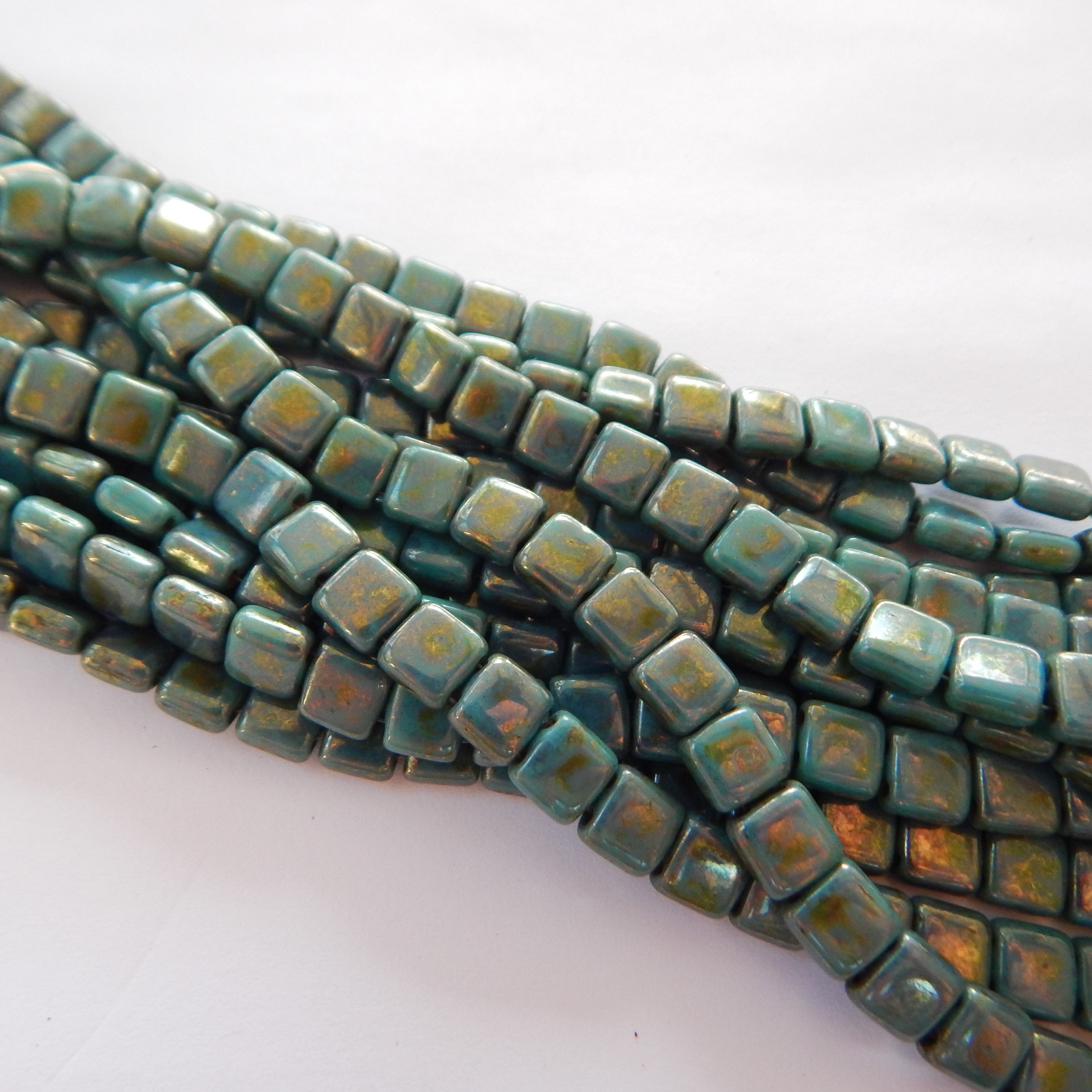 25 Beads - 6mm Tile, 2-Hole - Choose Color - Czech Glass - Picture 8 of 30