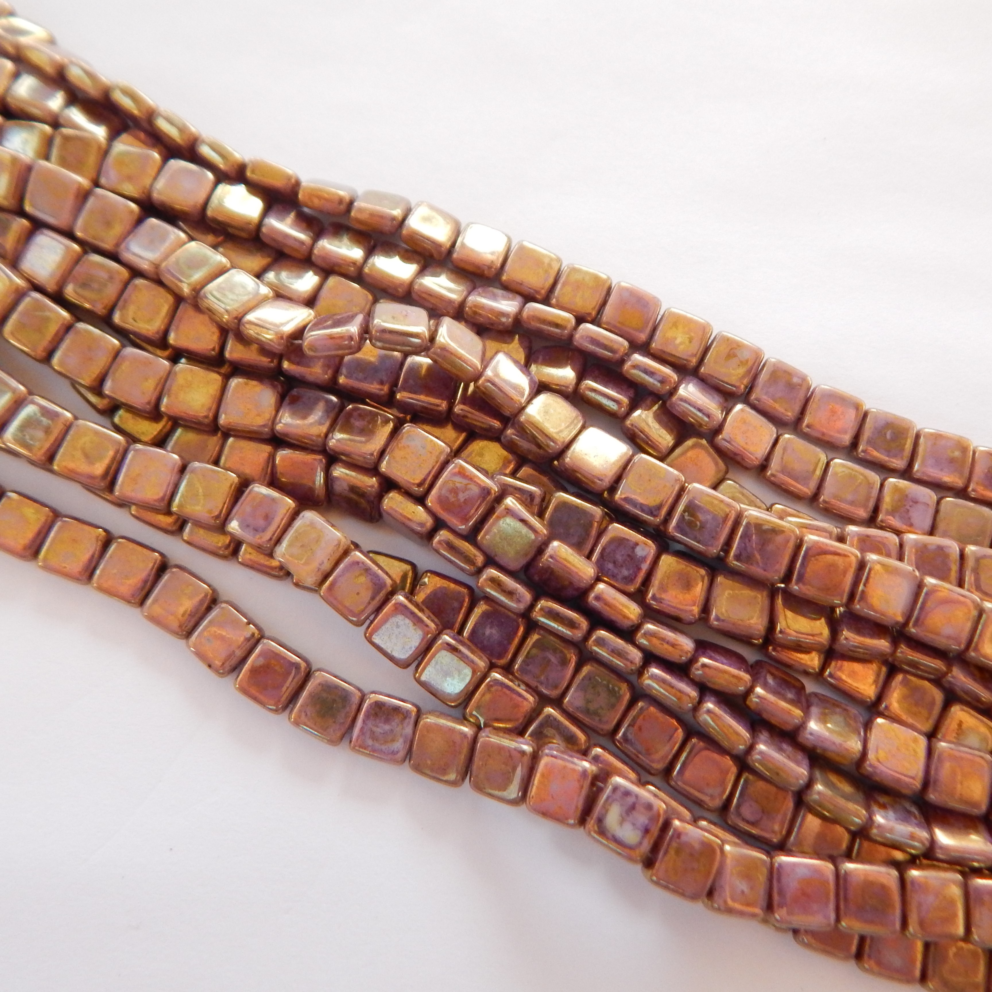 25 Beads - 6mm Tile, 2-Hole - Choose Color - Czech Glass - Picture 24 of 30